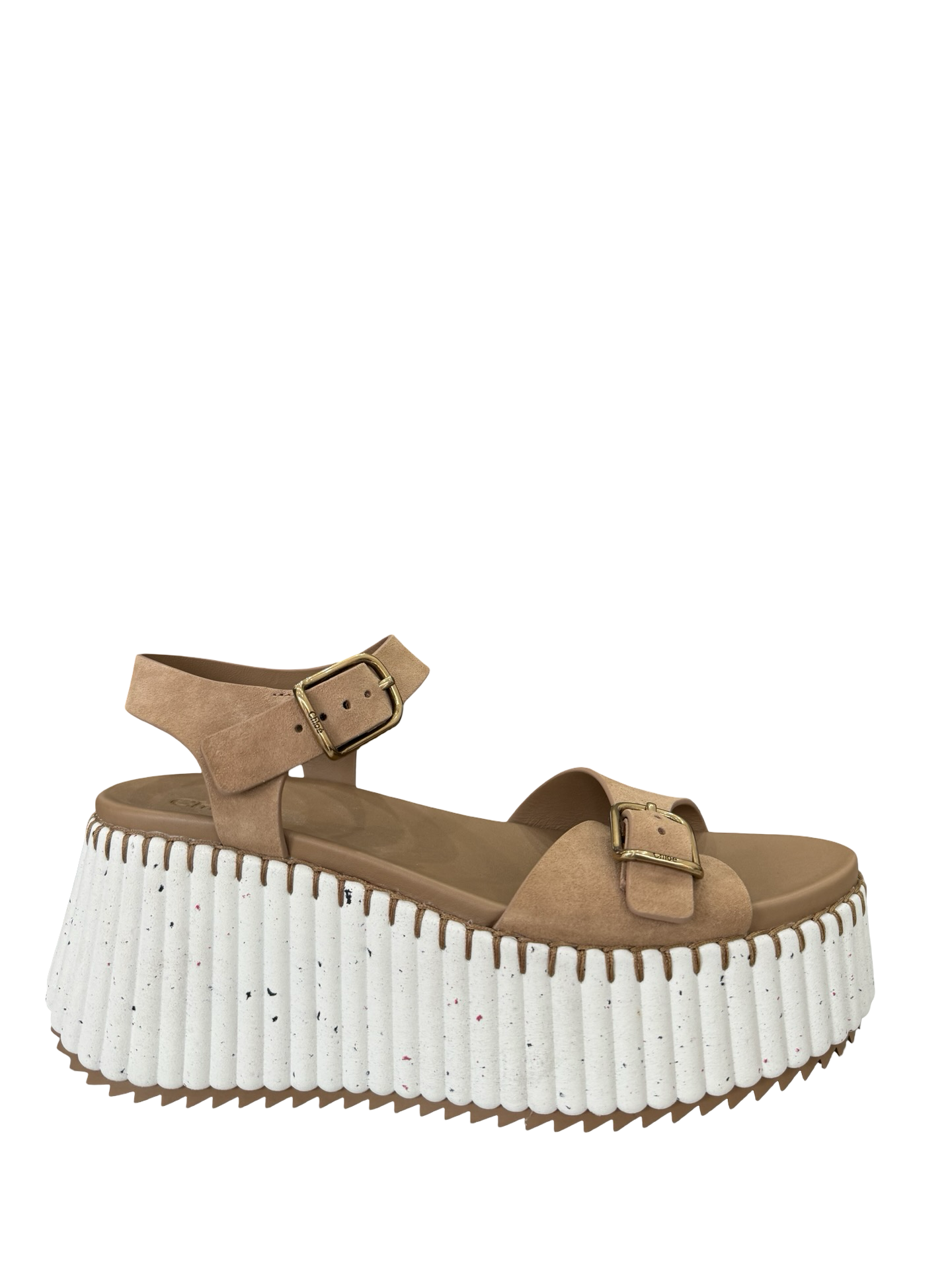 Chloe Brown/Wte Wedges 39 WB