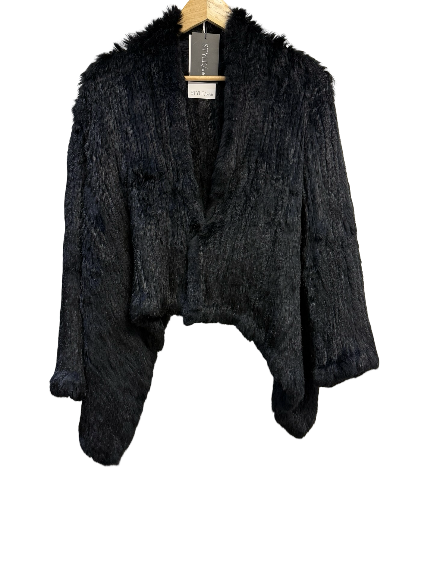 No Brand Black Fur Cropped Cardigan O/S