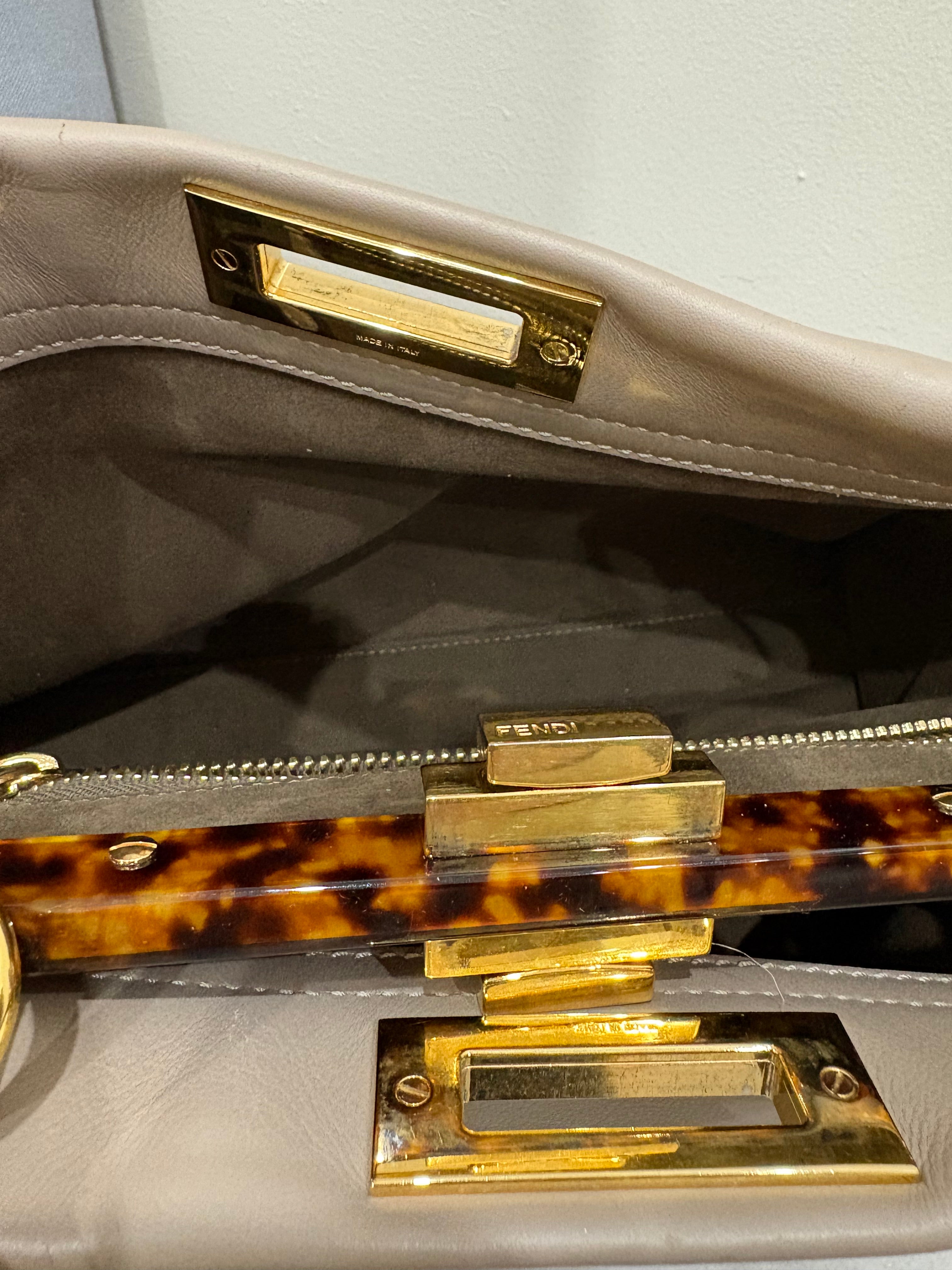 Fendi Neutral Peekaboo Tote Bag Medium
