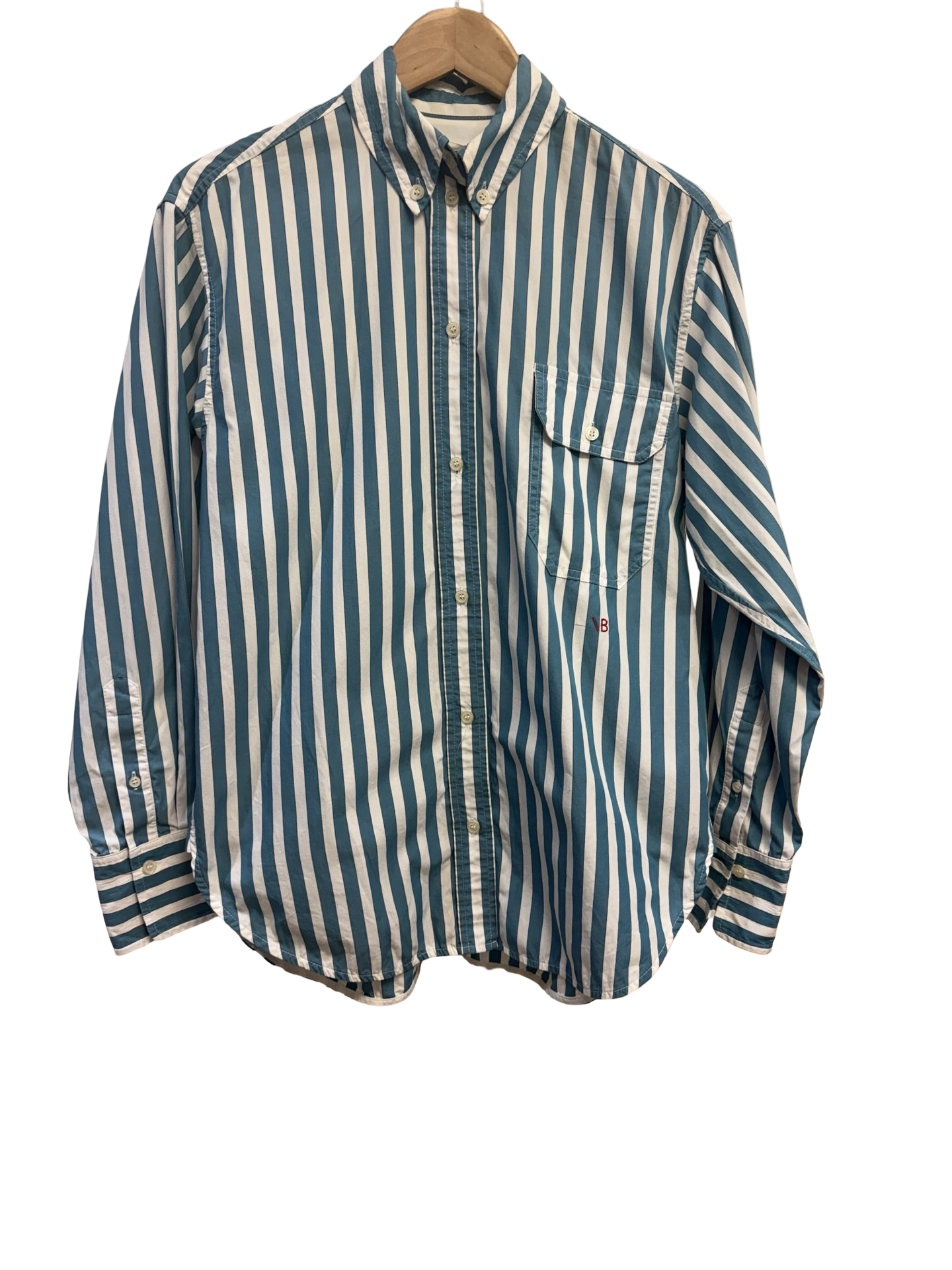 Victoria Beckham Striped Teal Dress Shirt 10