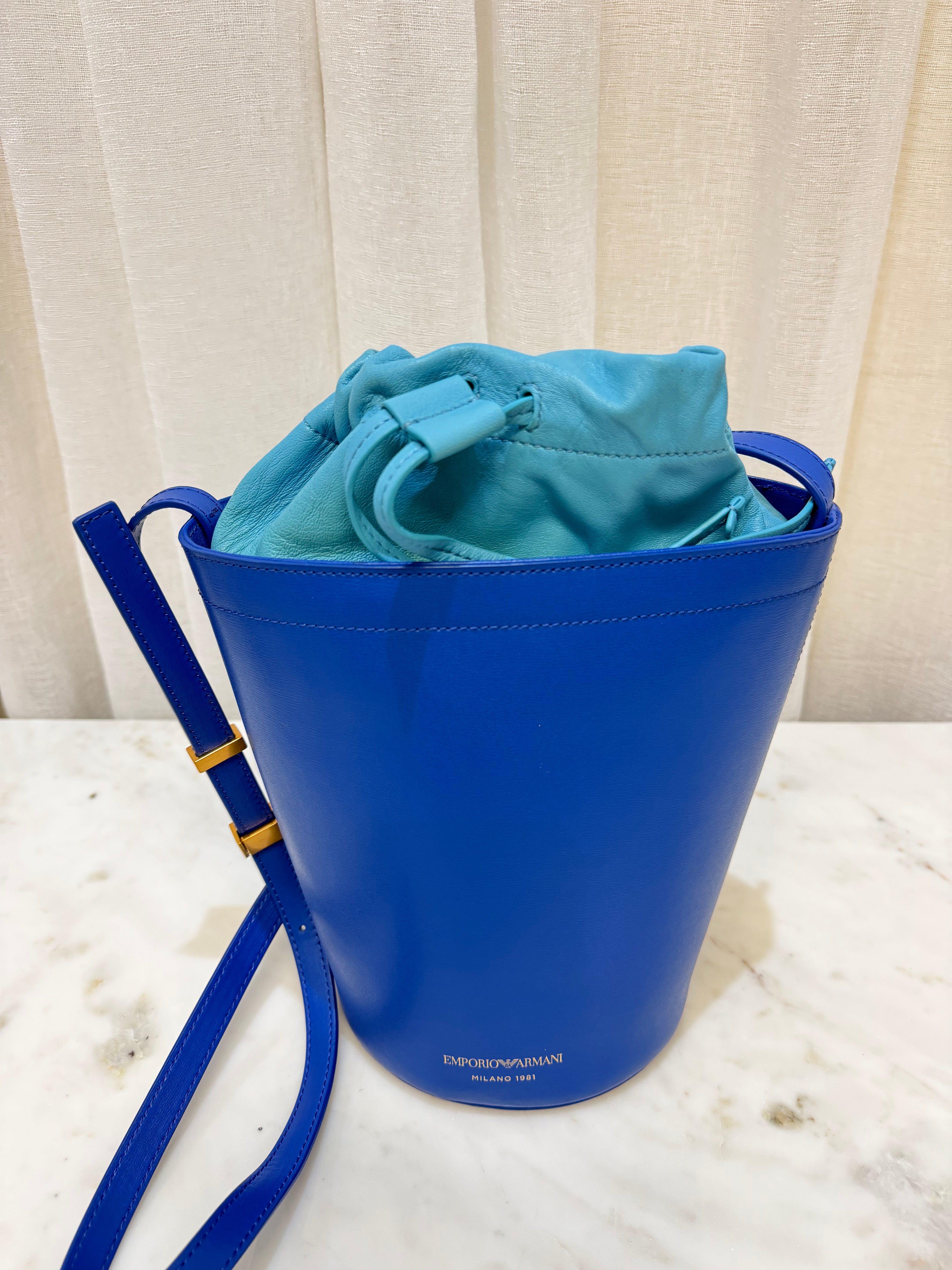 Emporio Armani 1981 Blue Bucket Crossbody bag