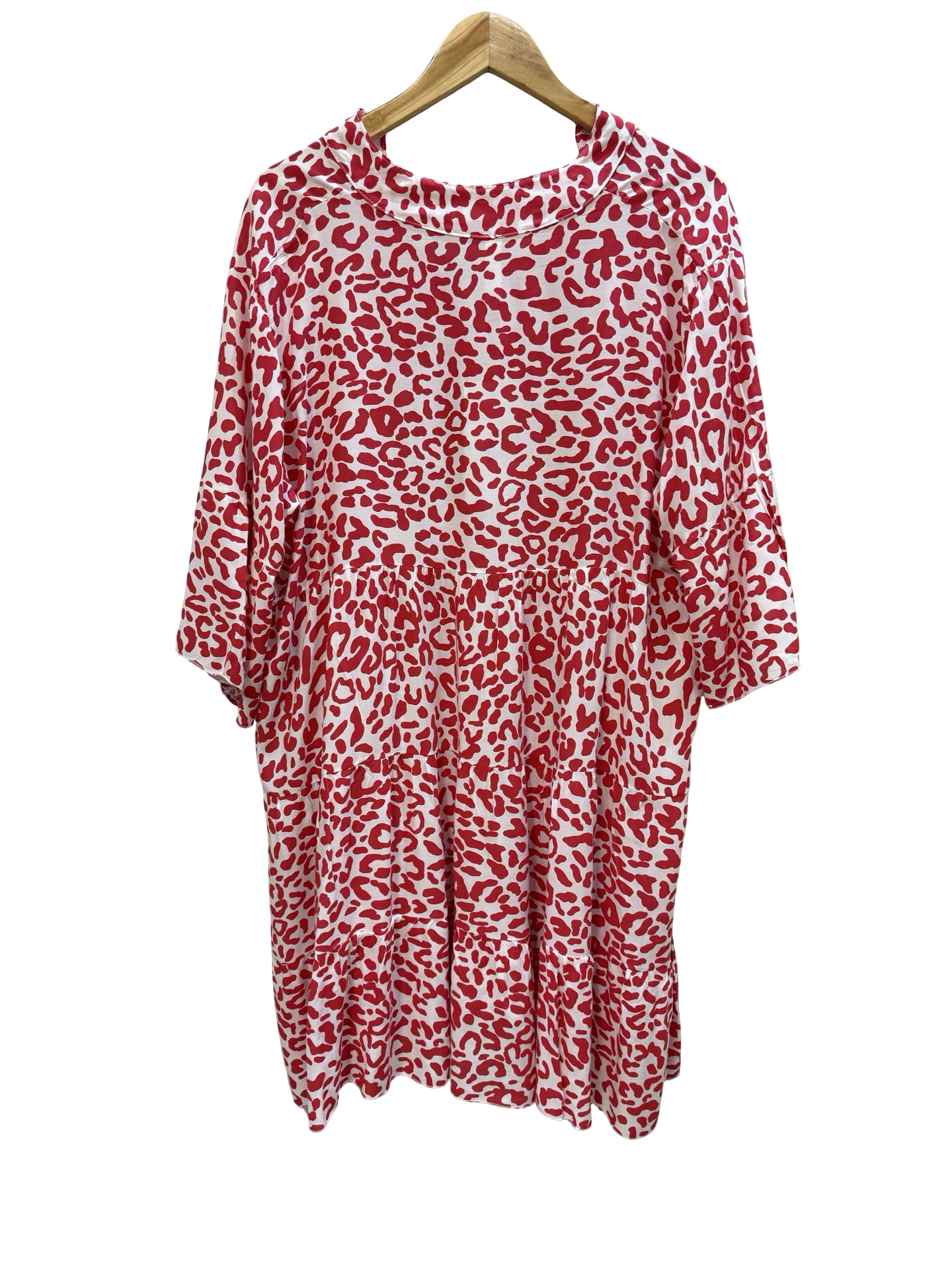 New Collection Red/White Print Tiered Dress M/L