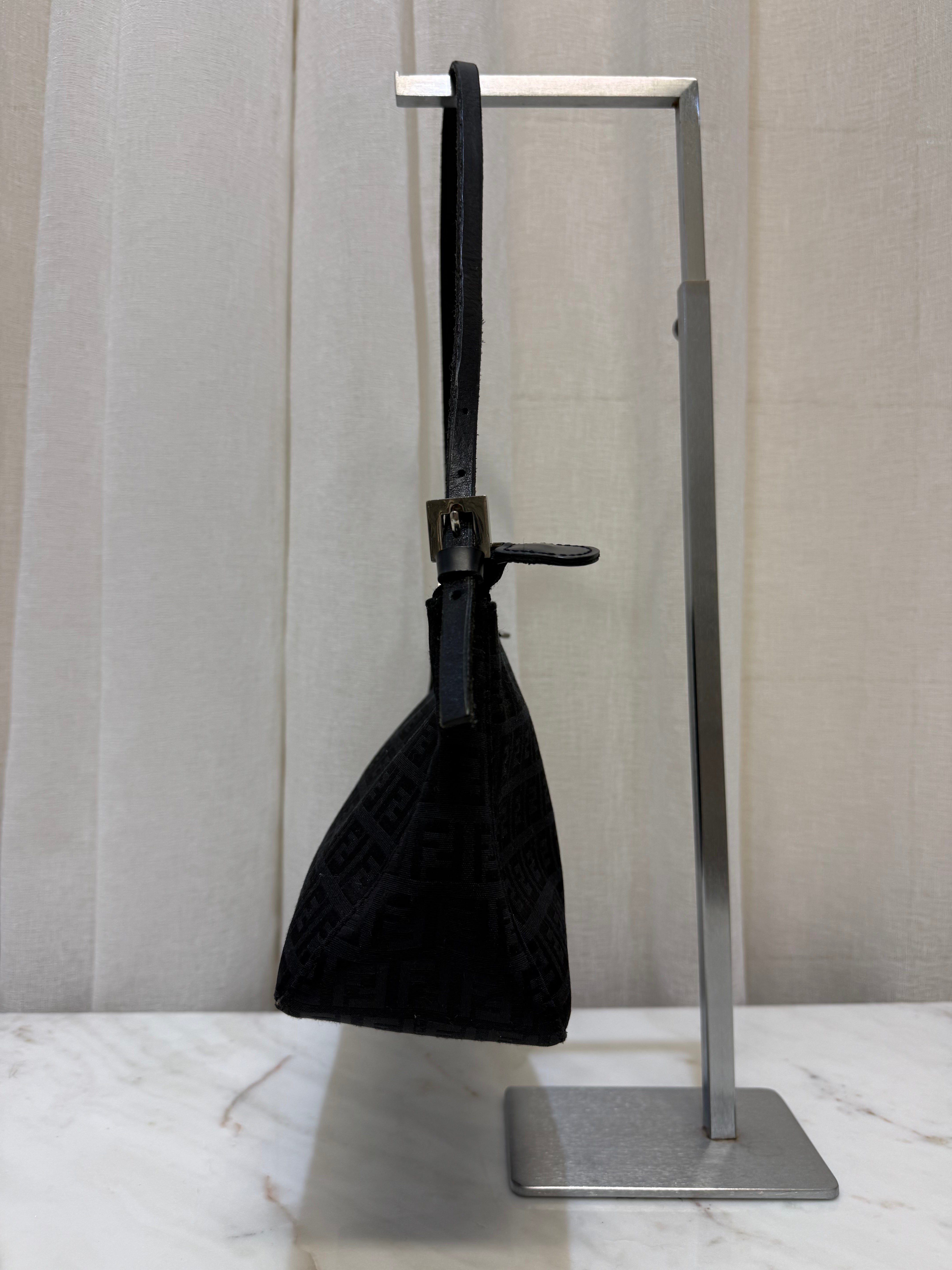 Fendi Zucchino Pochette Shoulder Bag Black