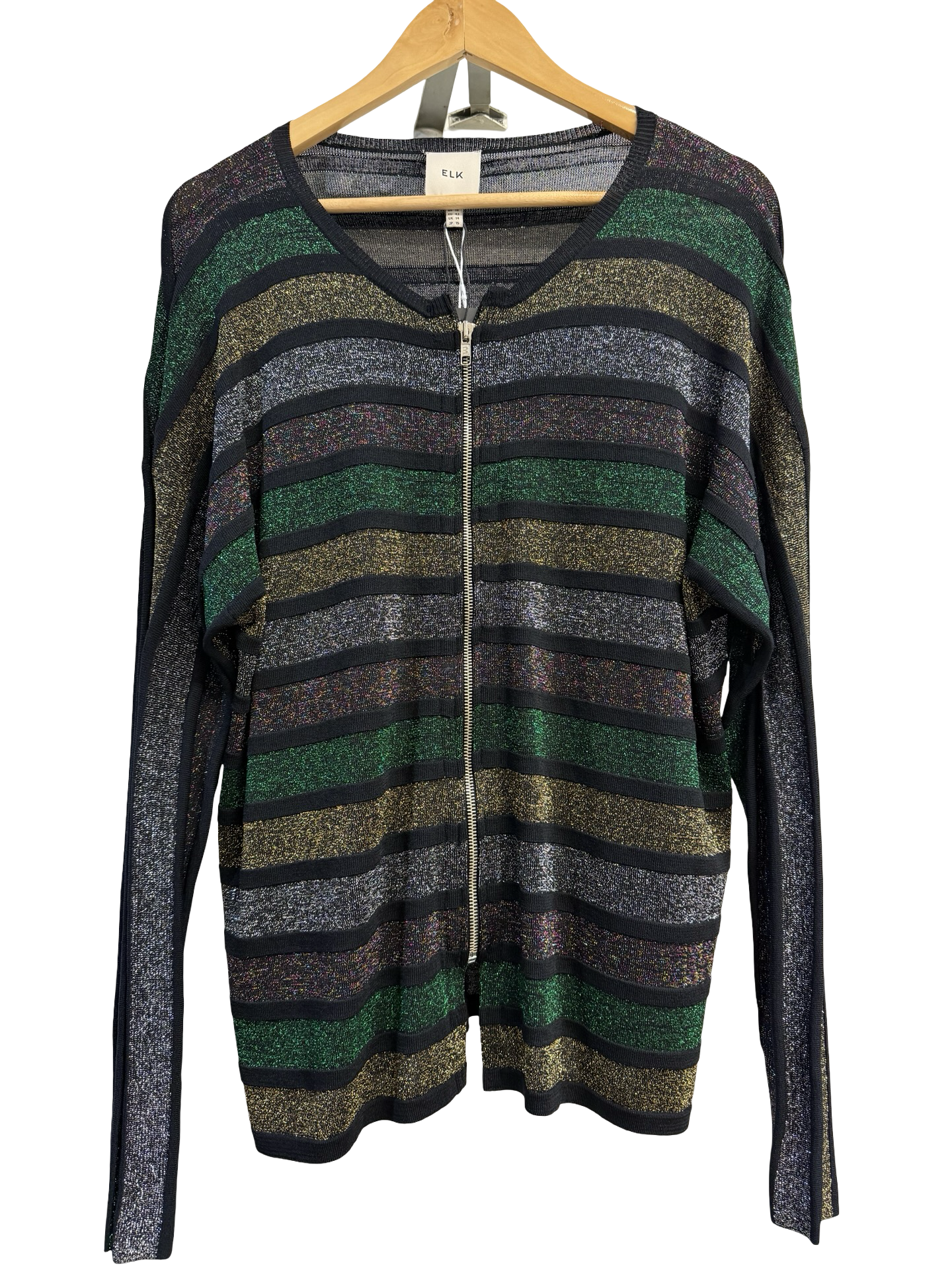 Elk MltClr Metallic Knit Cardigan L