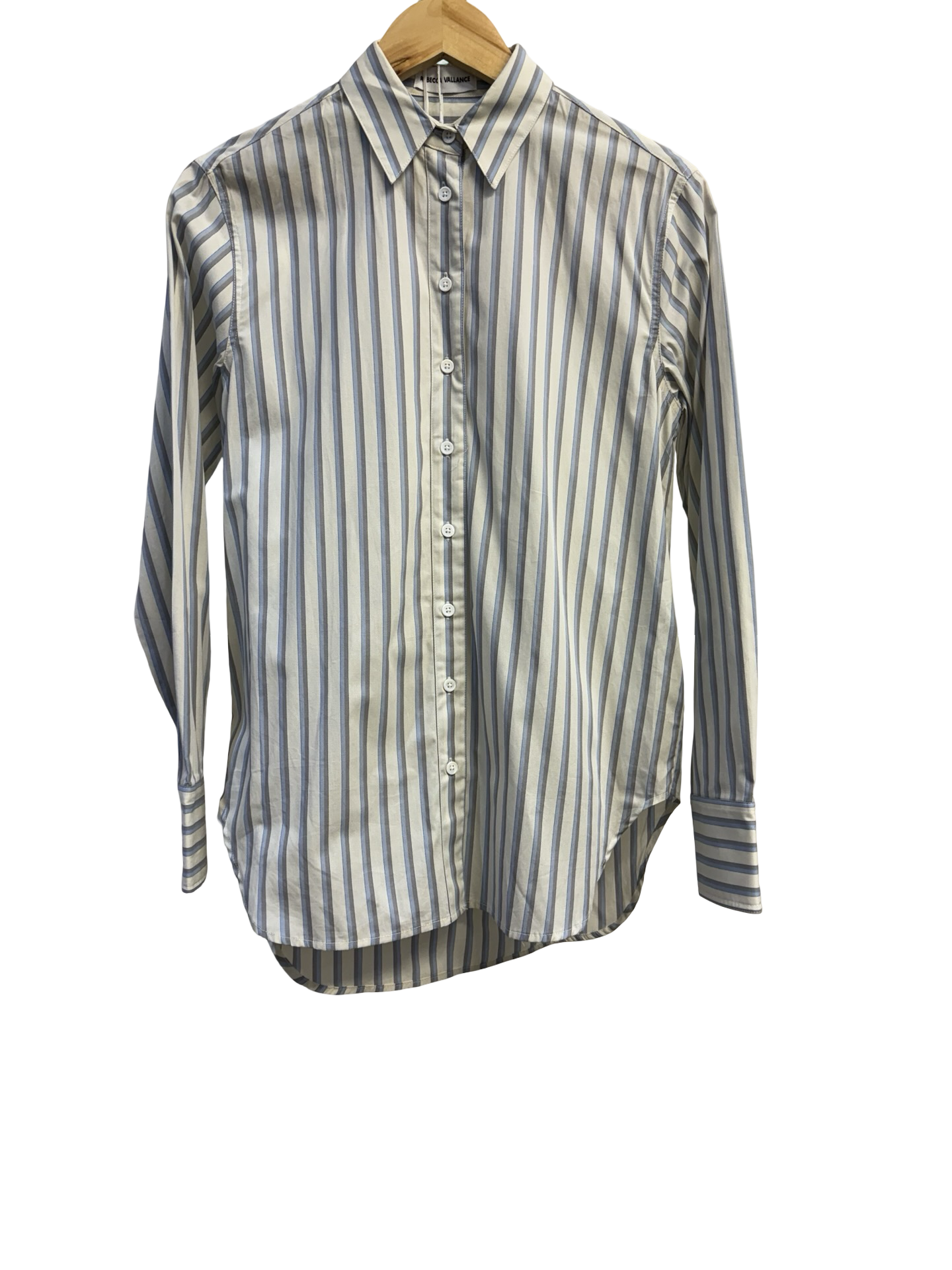 Rebecca Vallance Blue/White Striped Shirt 4 NWT