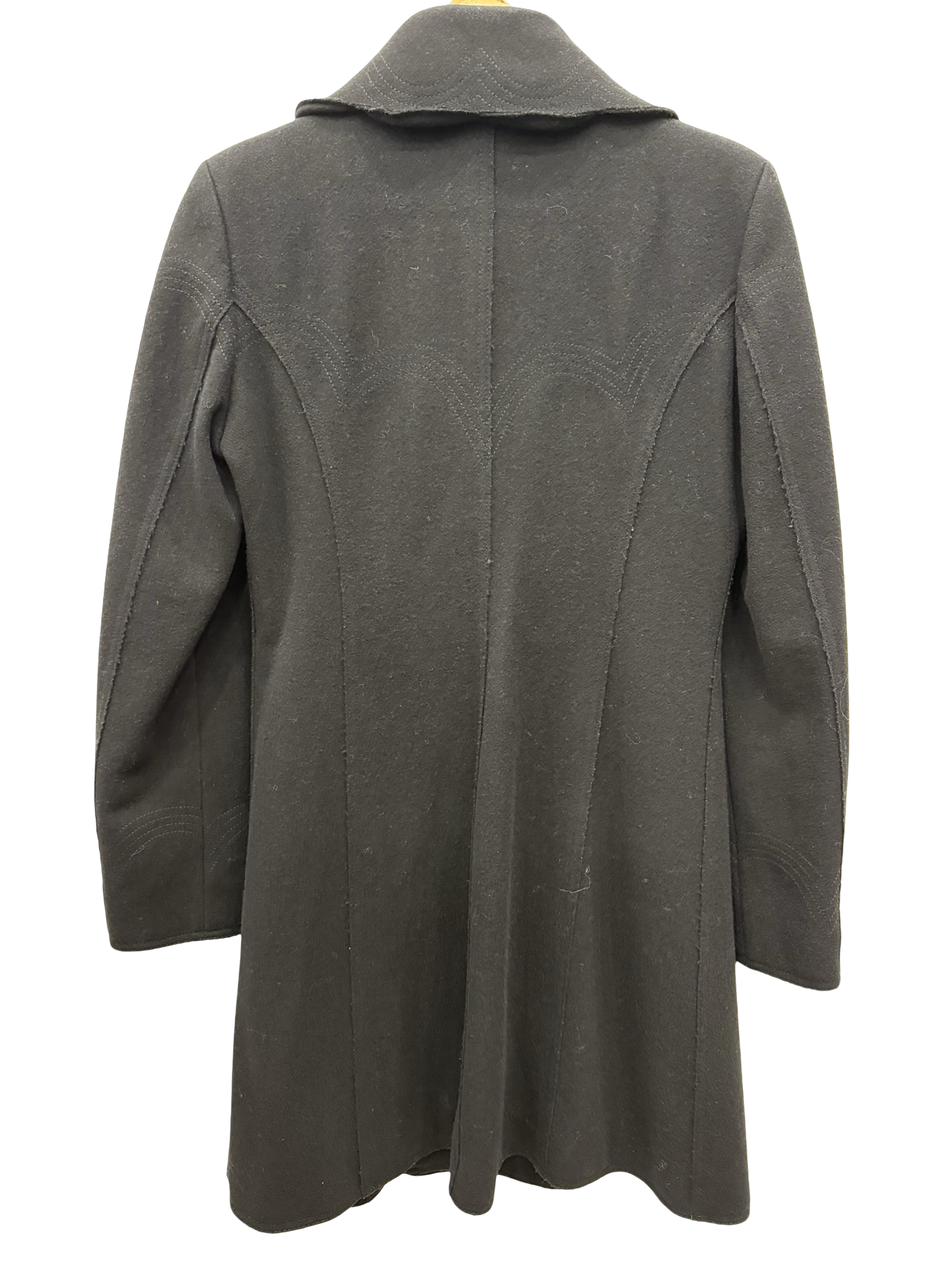 Moschino Black Wool Scallop Coat 10