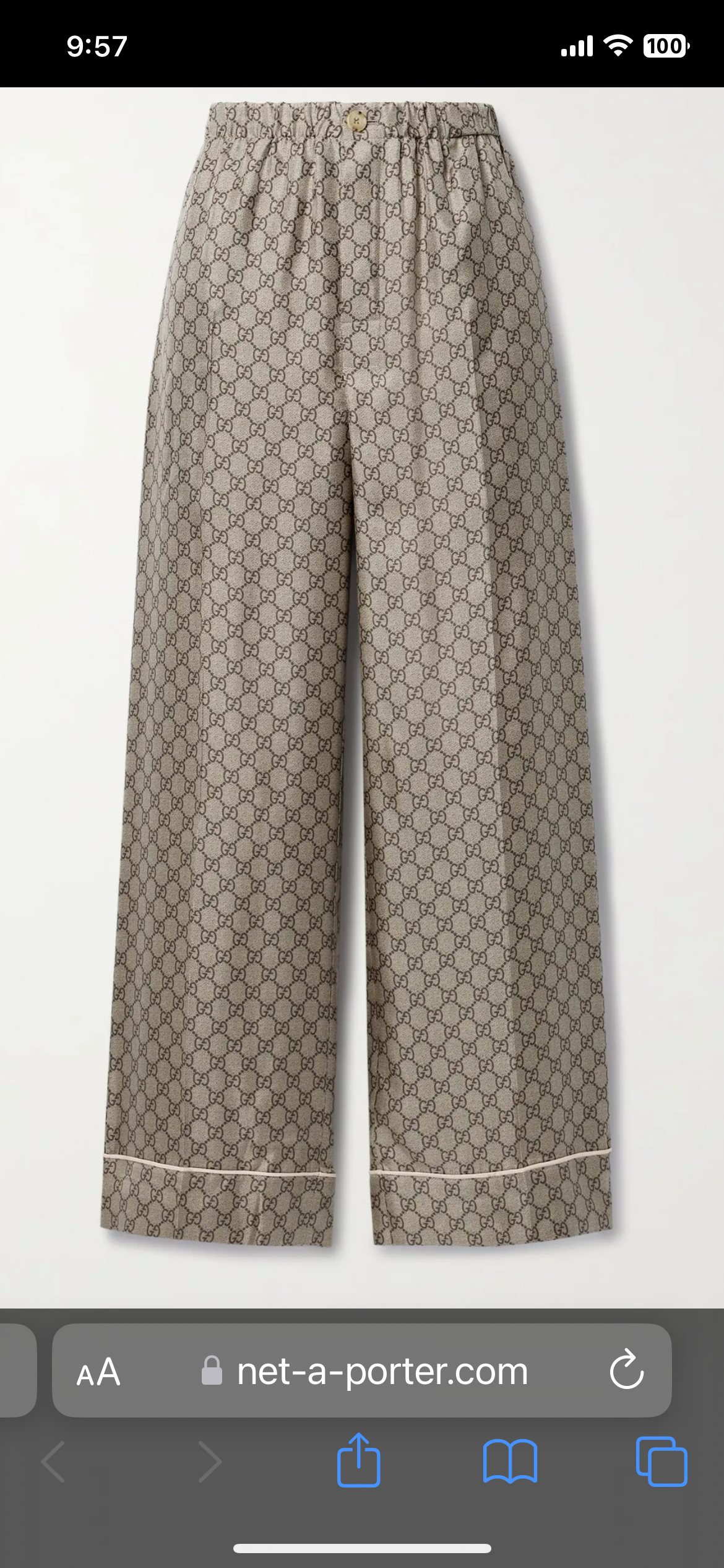 Gucci Beige Silk Pants 38