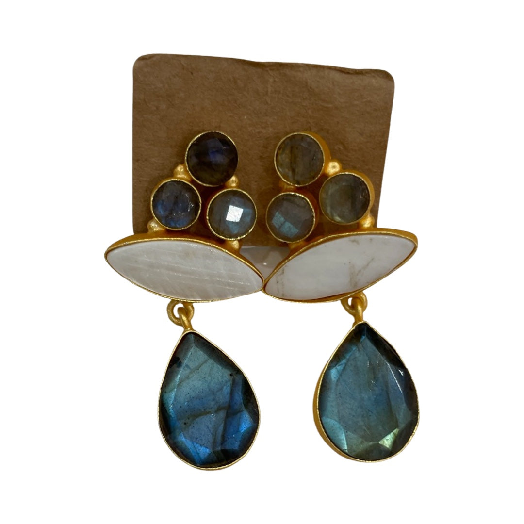 Blue & White Marble Drop Earrings