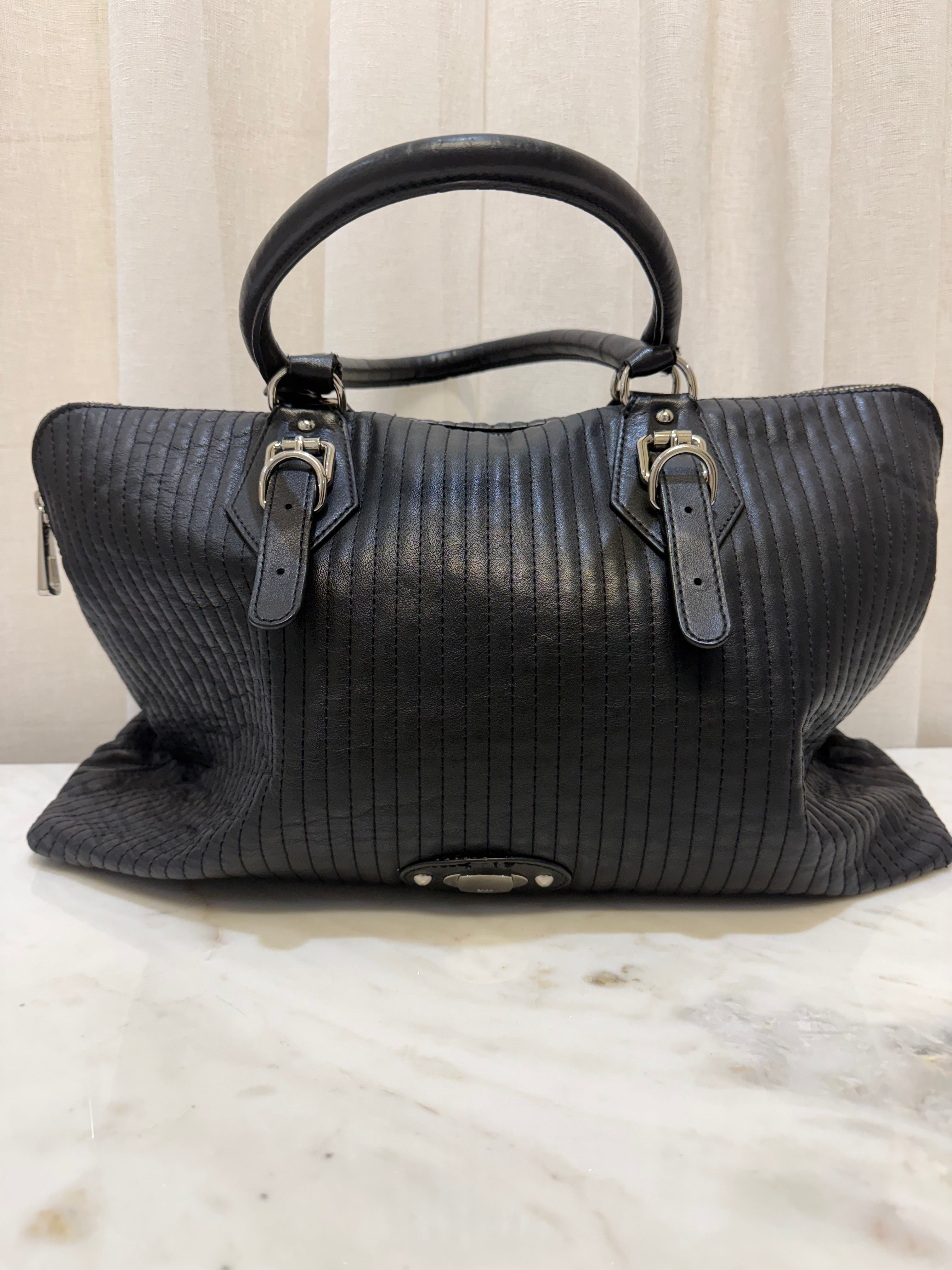 Saba Black Leather Soft Briefcase WB