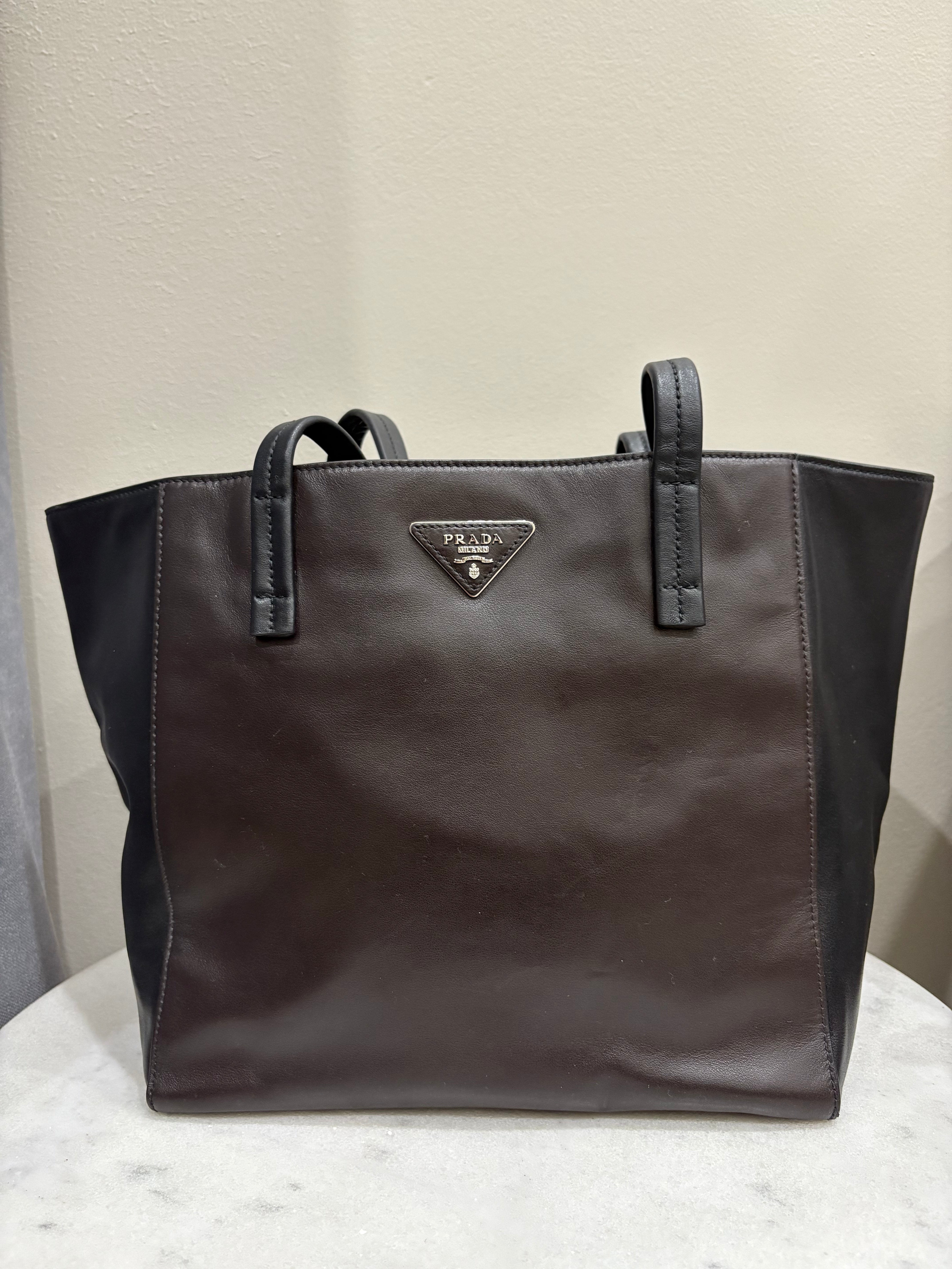 Prada Calf Tote Black/ Brown Bag