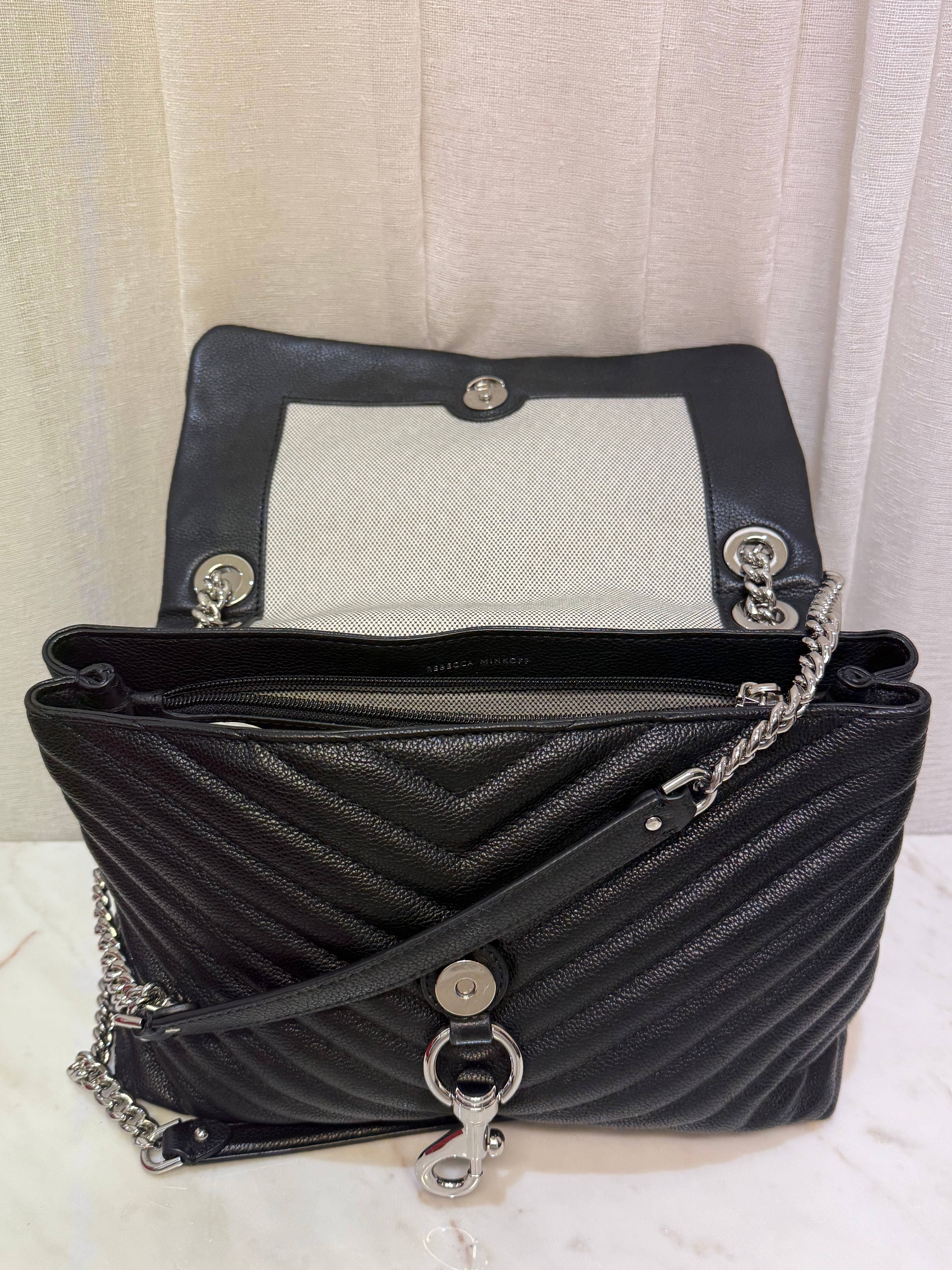 Rebecca Minkoff Black Leather Edie Shoulder Bag