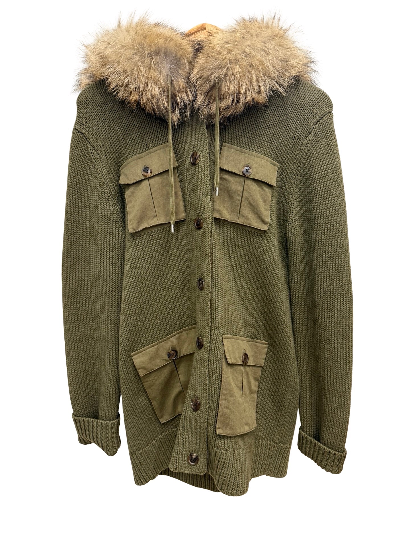 Michael Kors Khaki Hooded Cardigan M