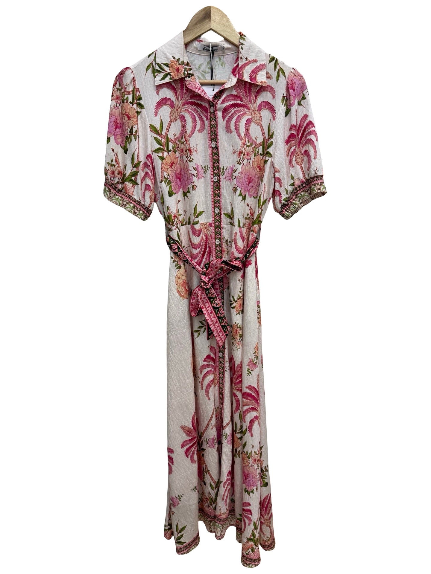 Sambara White & Pink & Green Dress 8