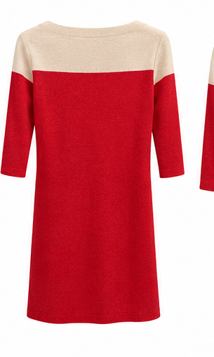 David Lawrence Red Striped Dress back on white background