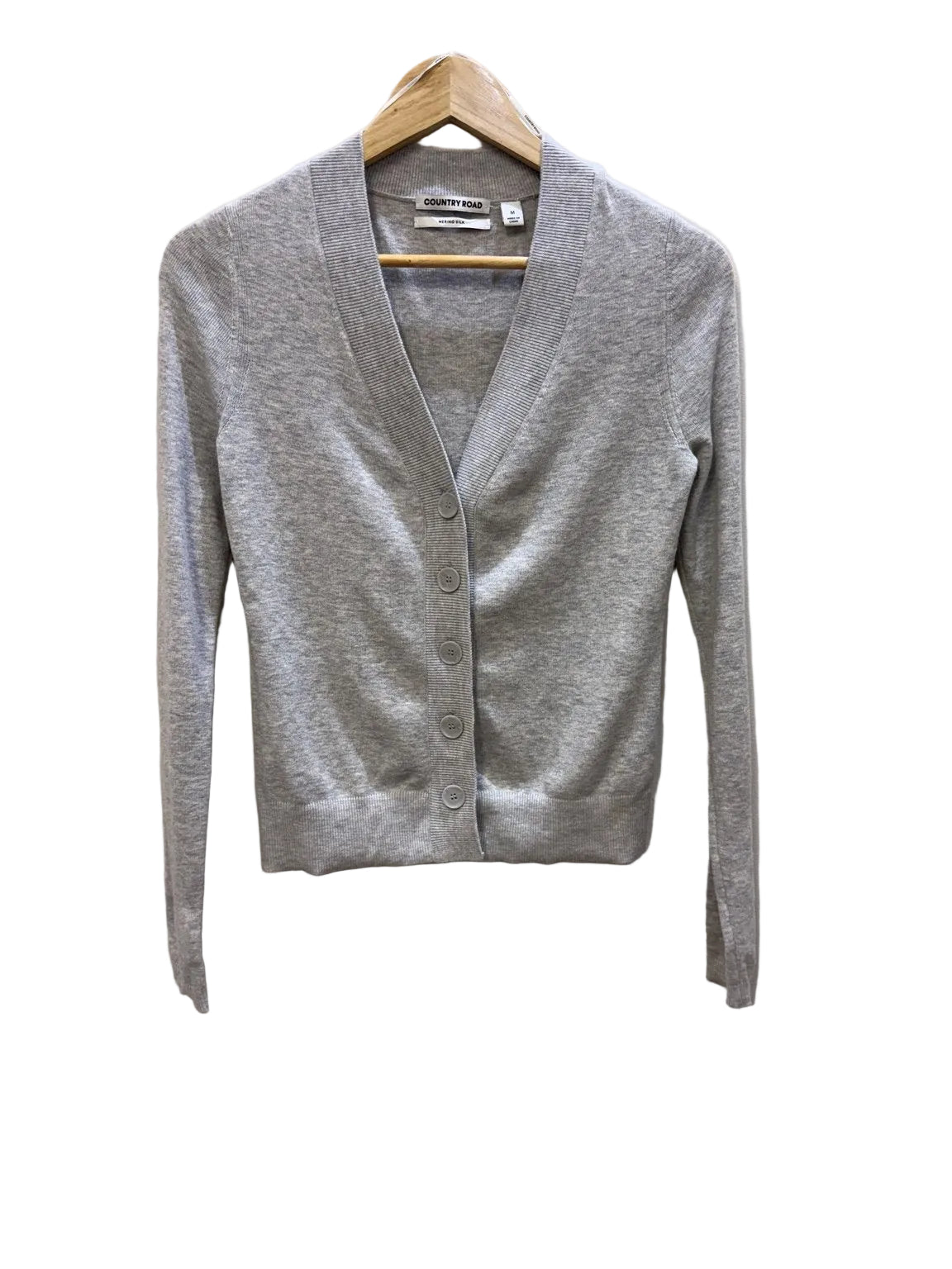 Country Road Grey Wool Silk Cardigan front