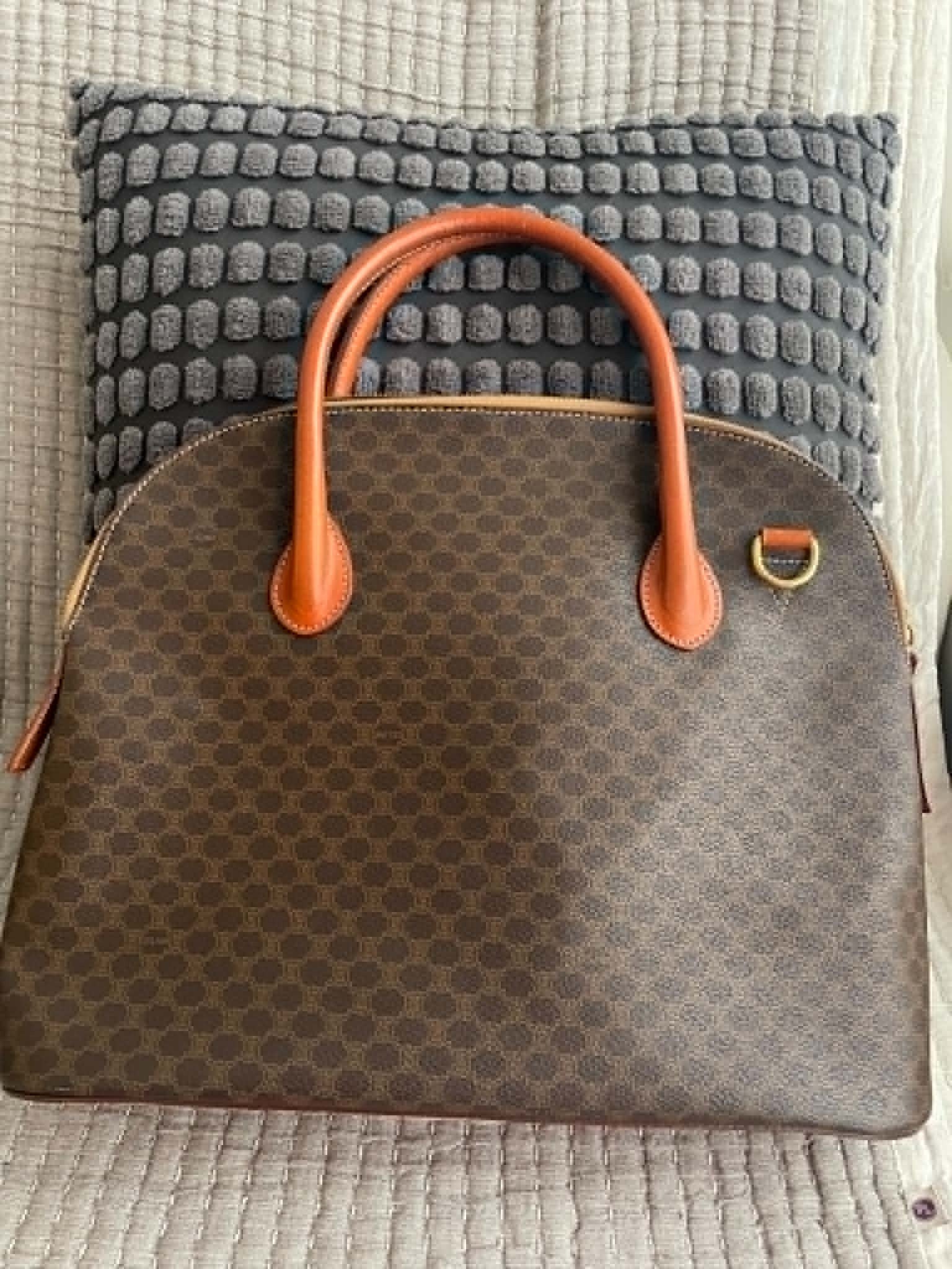 Brown Céline Macadam Vintage Boston Dome Satchel