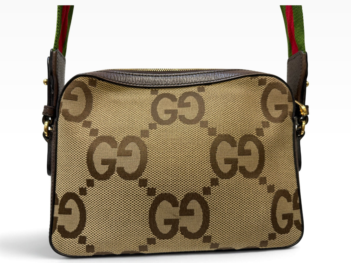 Gucci Monogram Brown Leather Bag, O/S