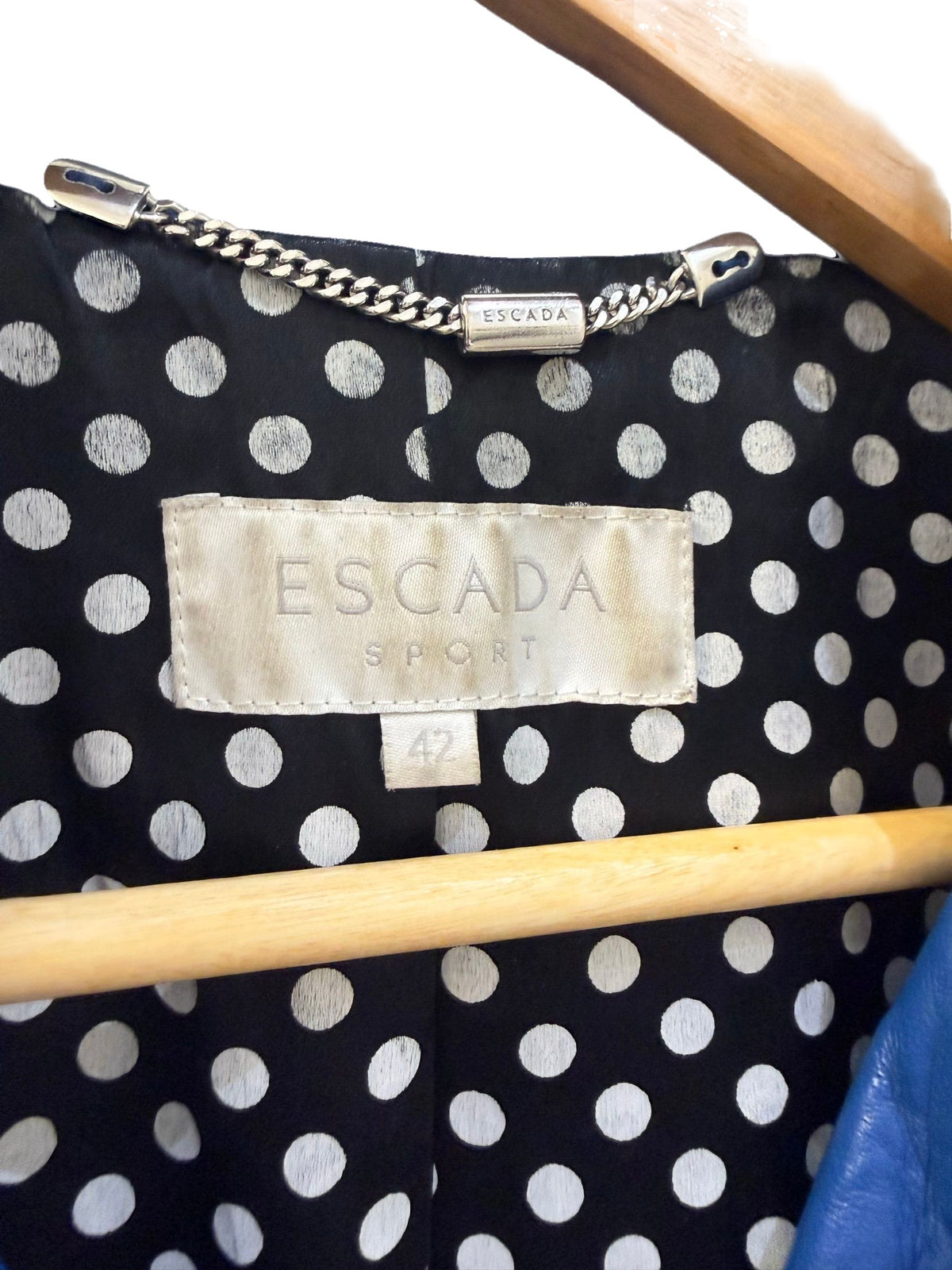 Escada Sport Yves Klein Blue Leather Biker Jacket 42