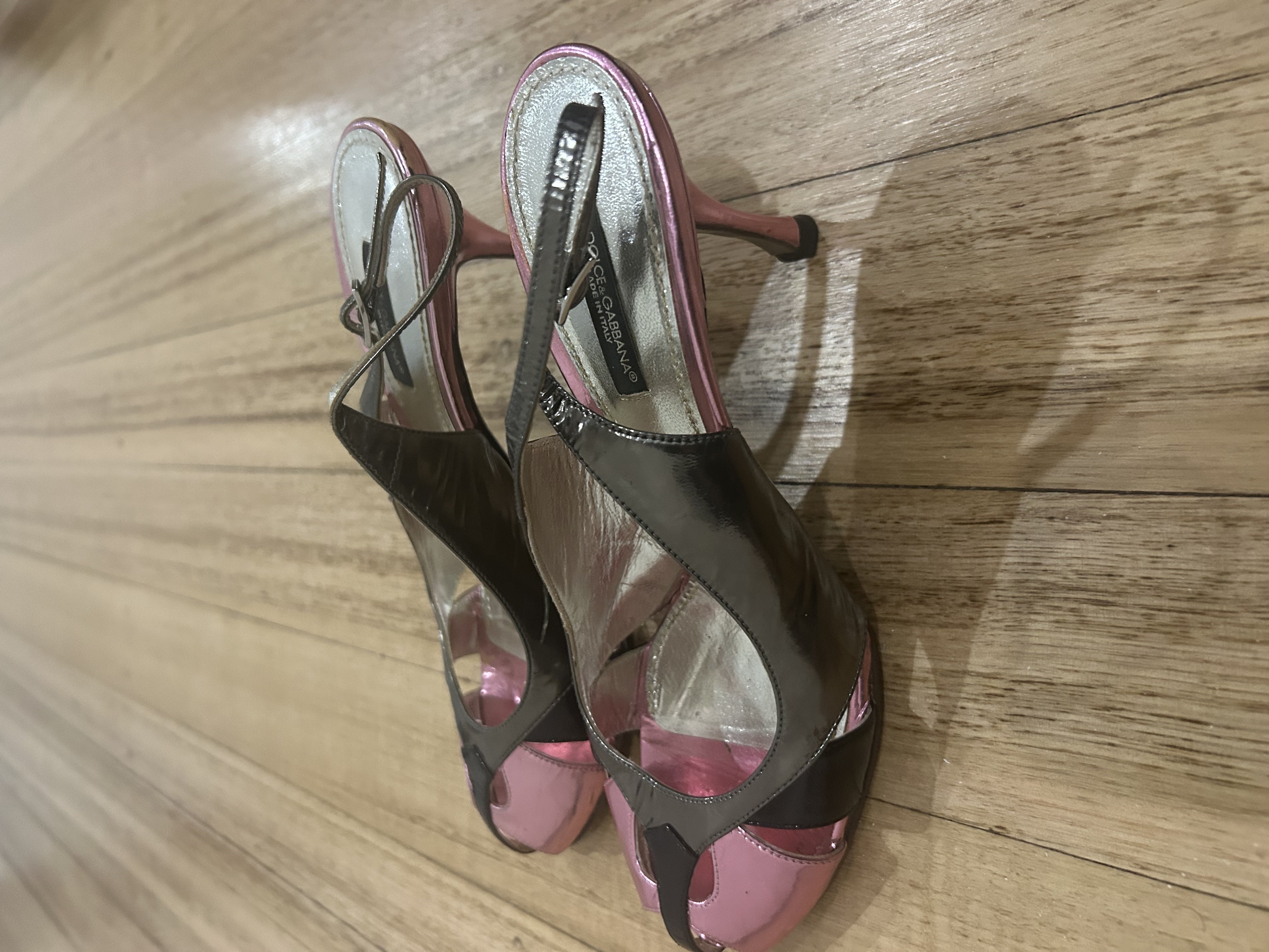 Dolce & Gabbana Silver & Pink Slingbacks 38