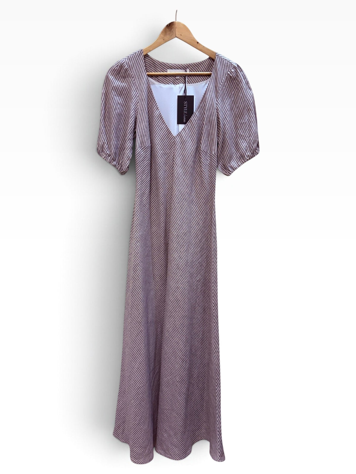 Jillian Boustred Grey & Ivory Stripe Dress Small