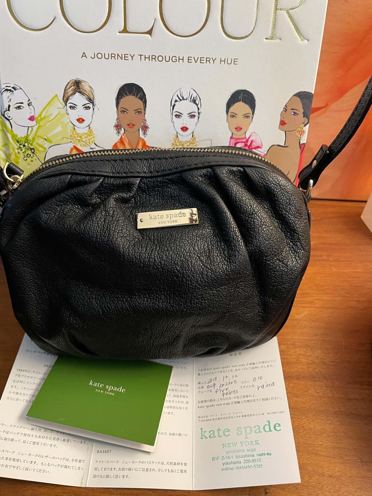Kate Spade Metallic Raina Five Points Crossbody Bag in black leather.