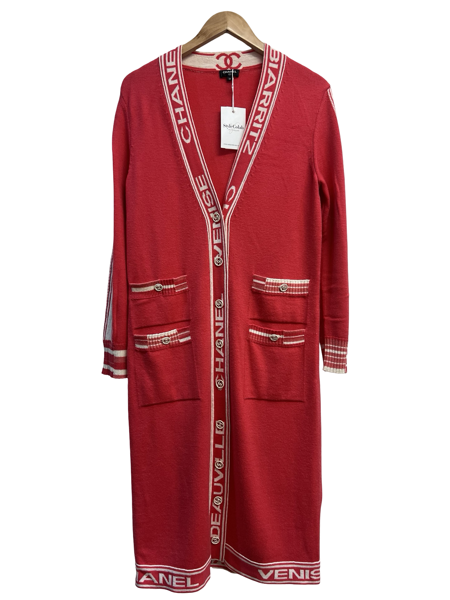 Chanel Pink Long Cardigan 36