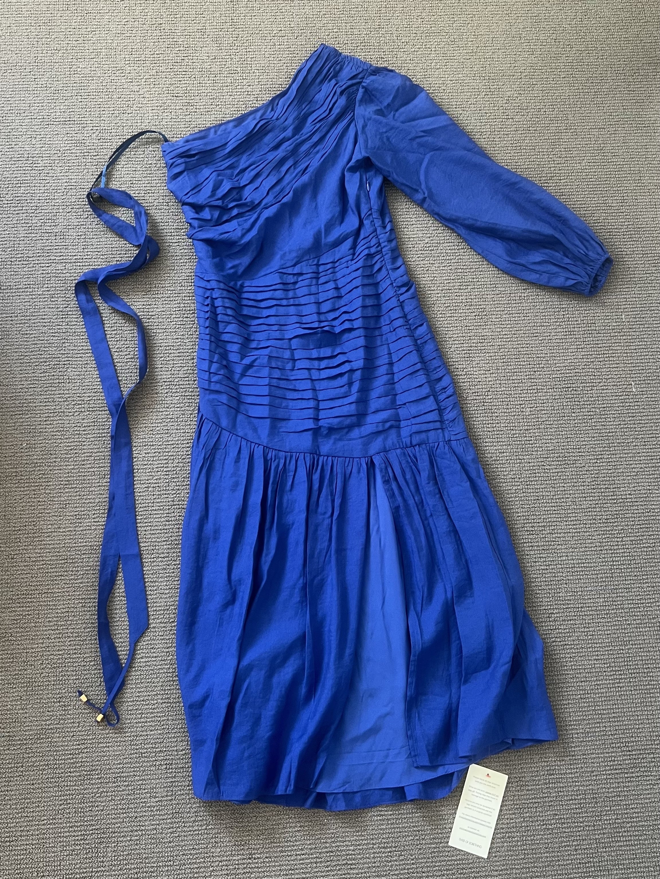 Three Of Something One Shoulder Blue Dress S