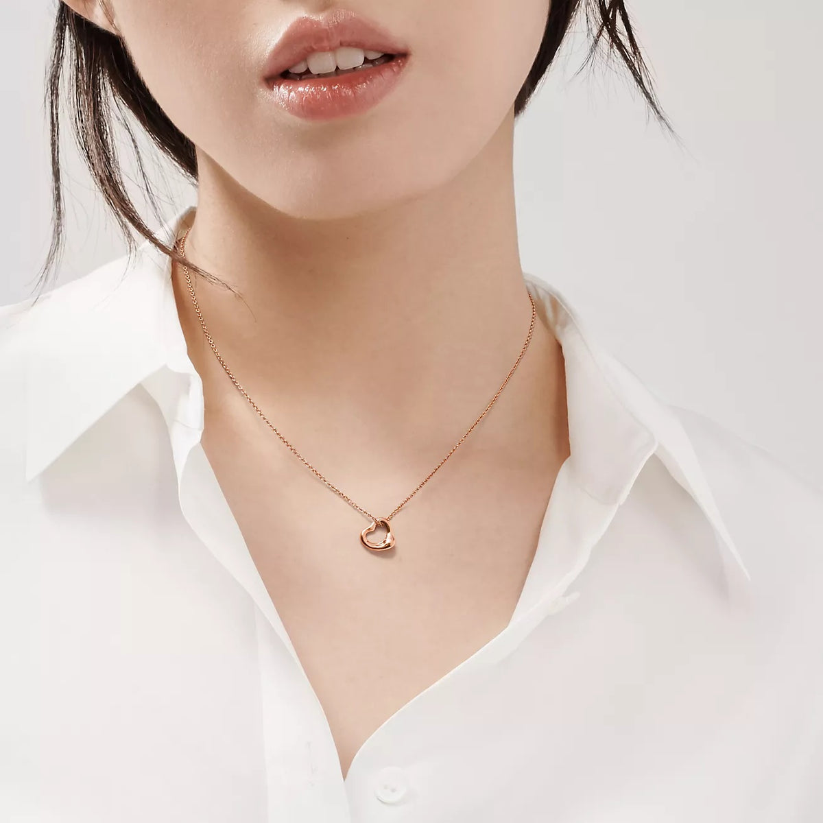 Tiffany & Co Rose Gold Open Heart Pendant 11mm