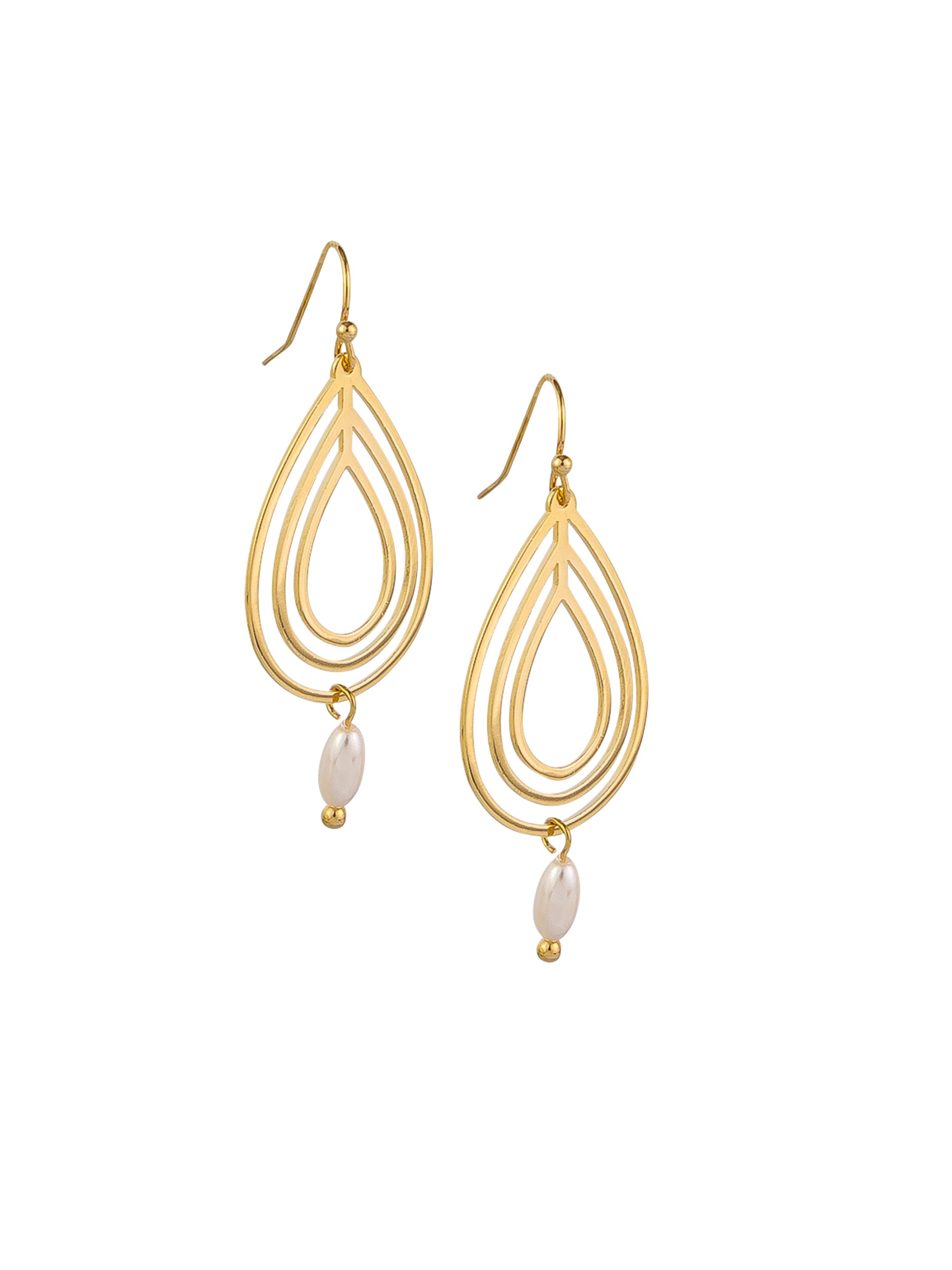 Gold Water Drop & Pearl Earring