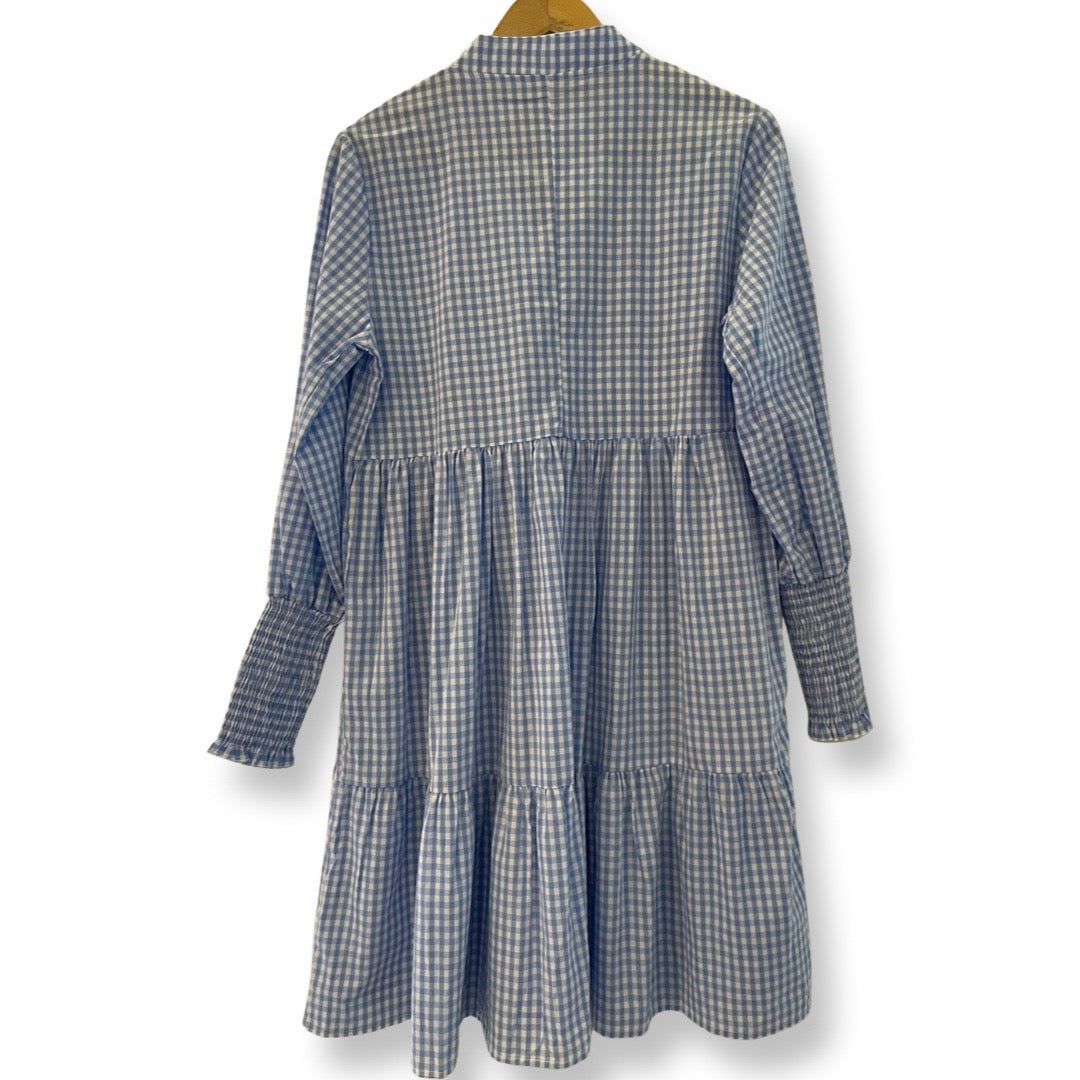 Gingham V Tiered Dress