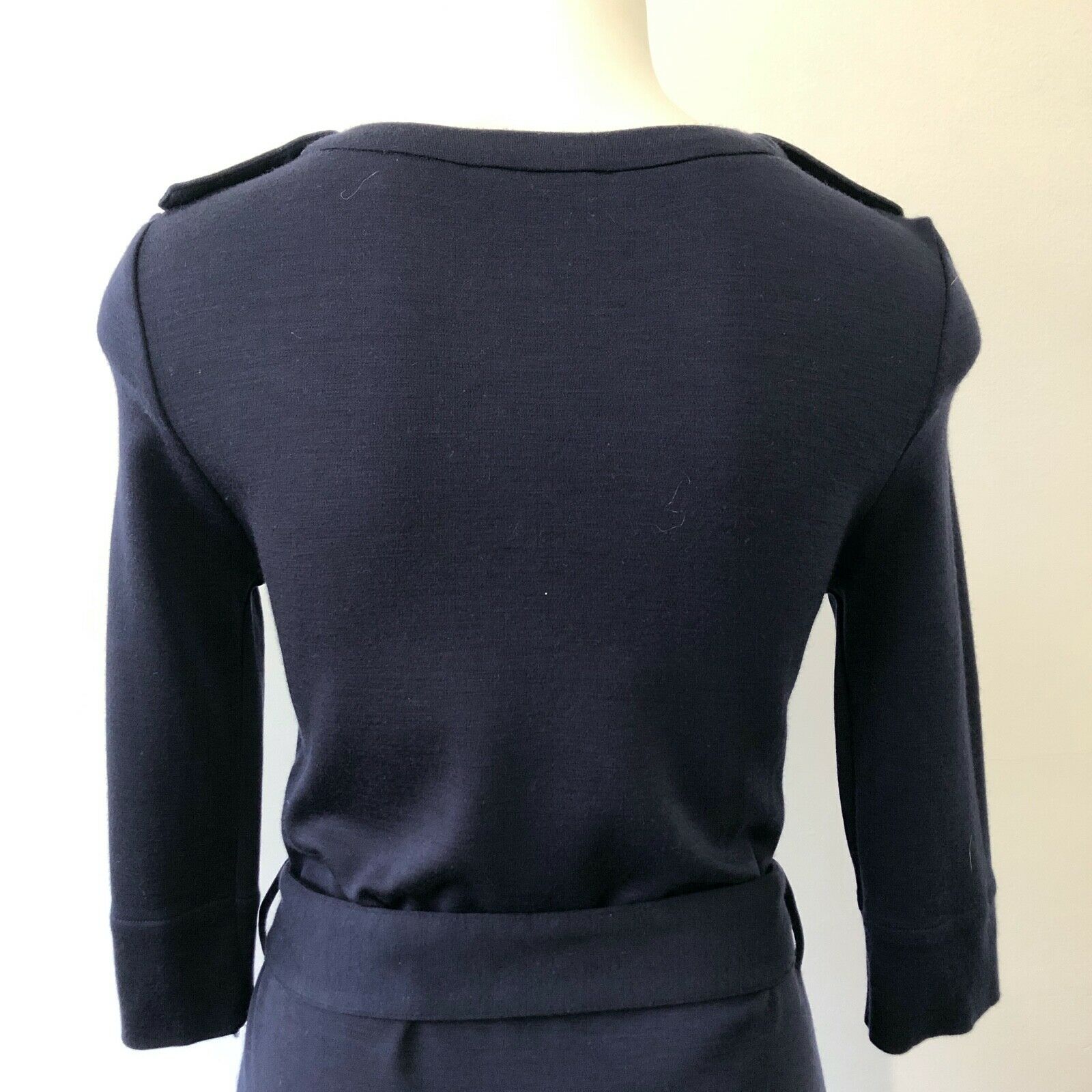 100% Wool Dress Shift Pockets Tie Belt
