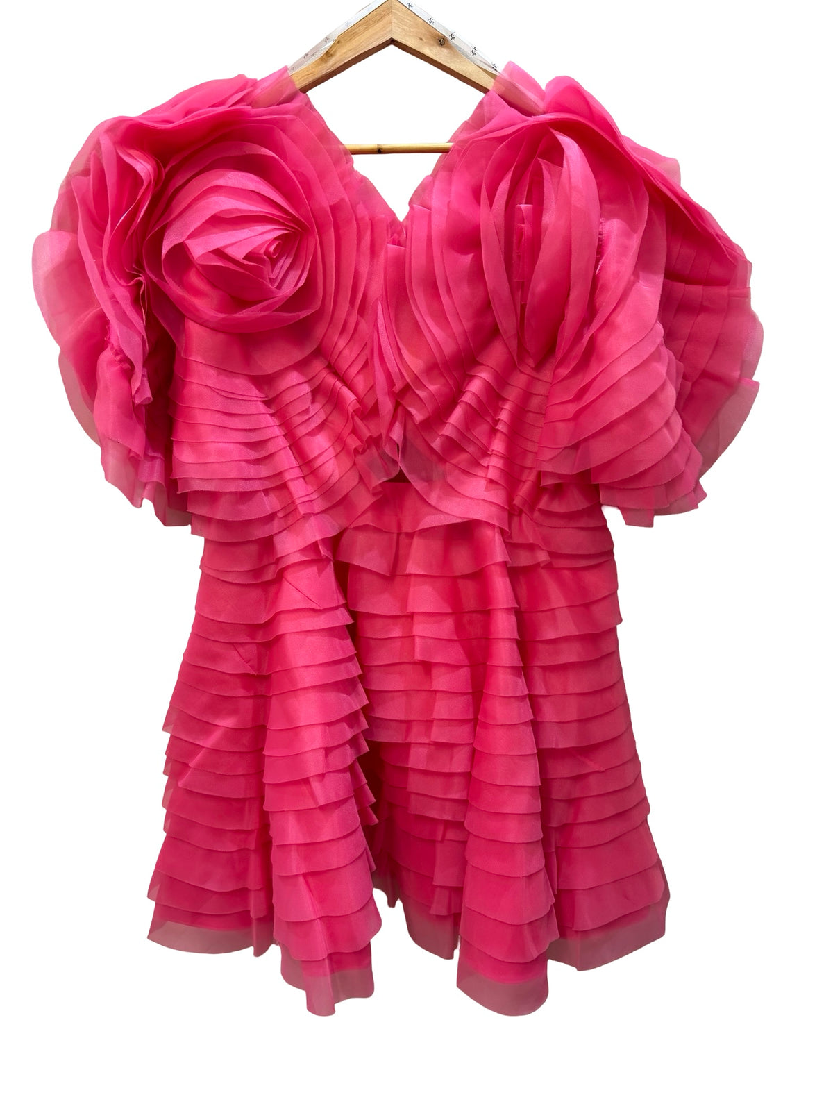 Aje Hot Pink Ruffle Dress 16