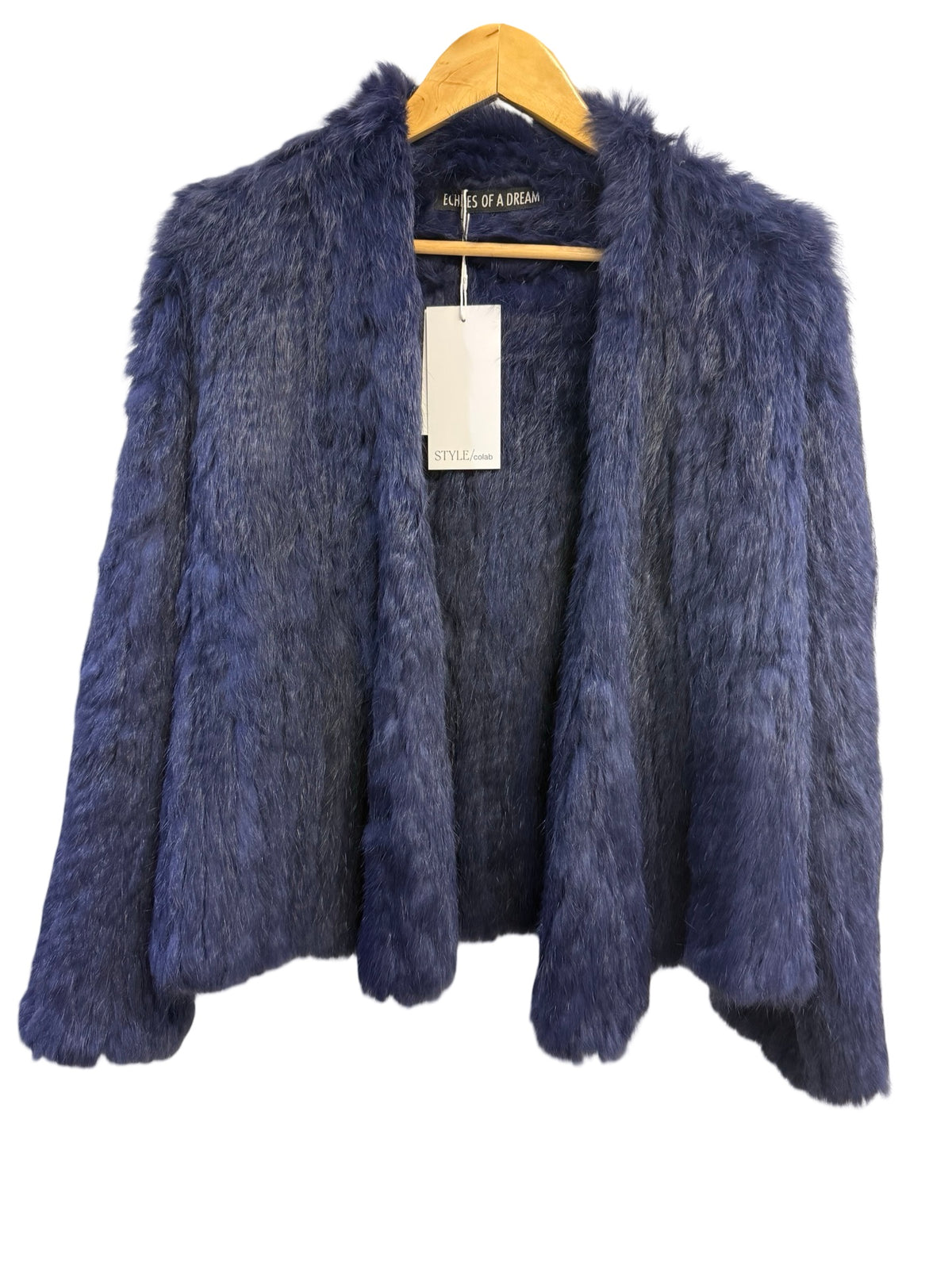 Echos of a Dream Navy Fur Jacket One Size
