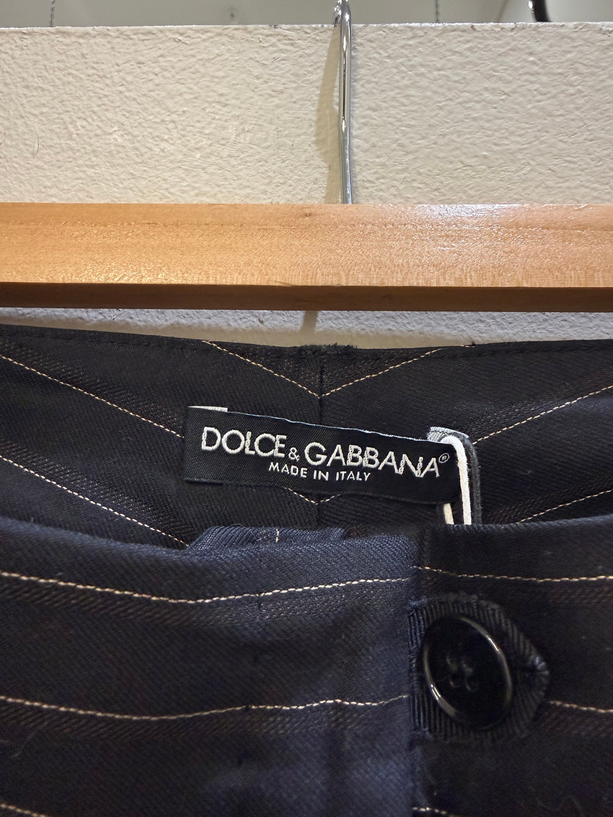 Dolce & Gabbana Black Pinstripe Pants 46