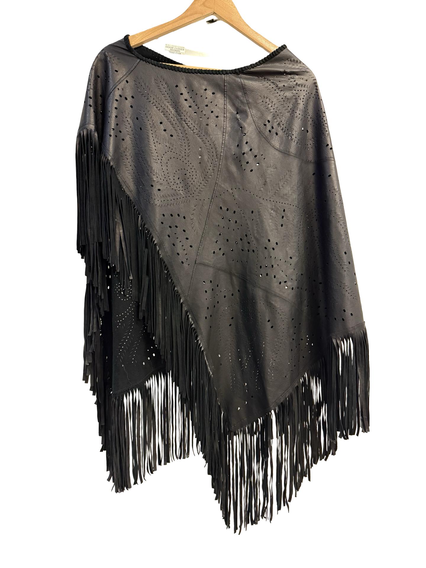Panache Black Leather Poncho O/S