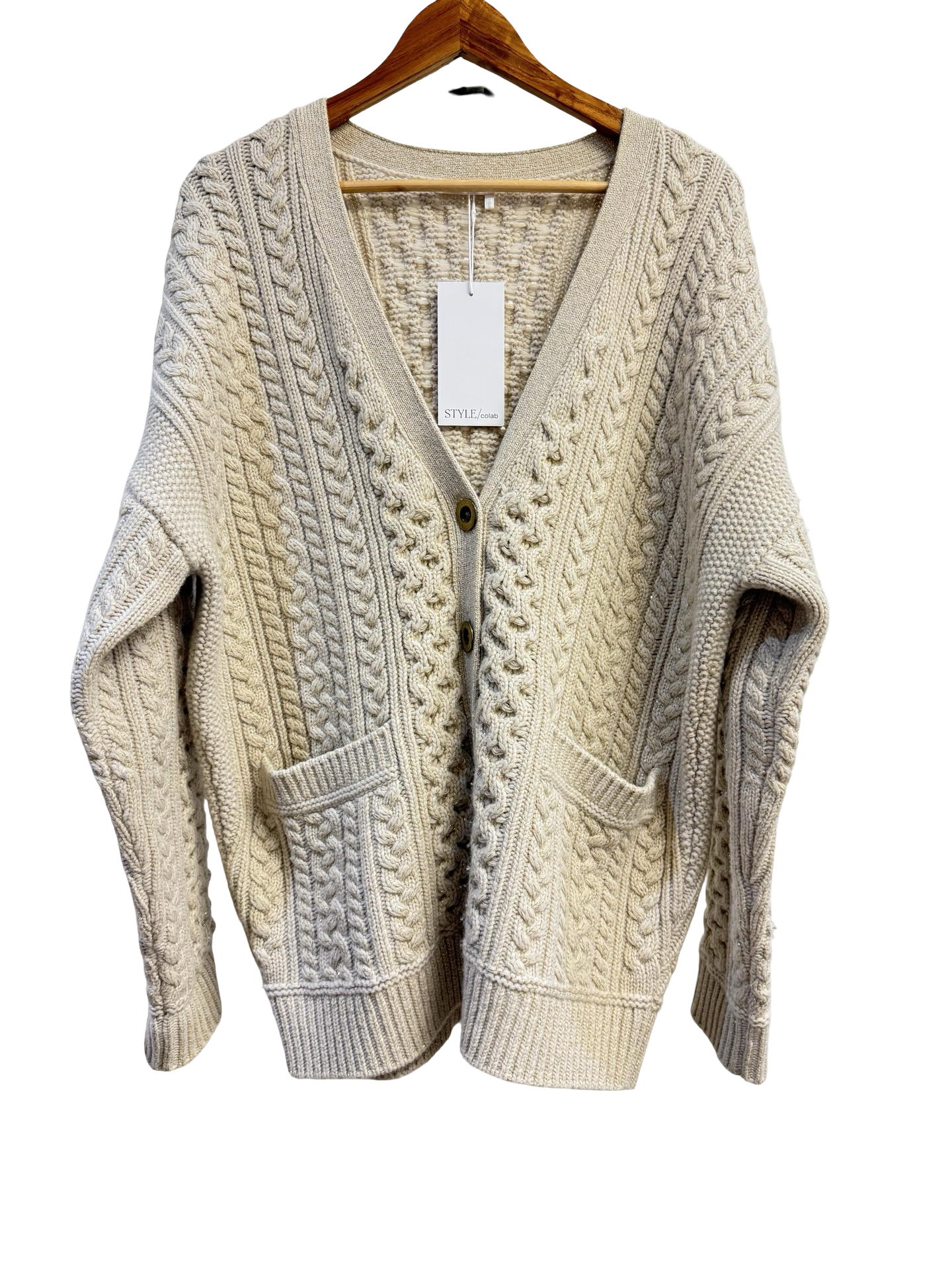 Chloe Gold/Cream Knit Cardigan S