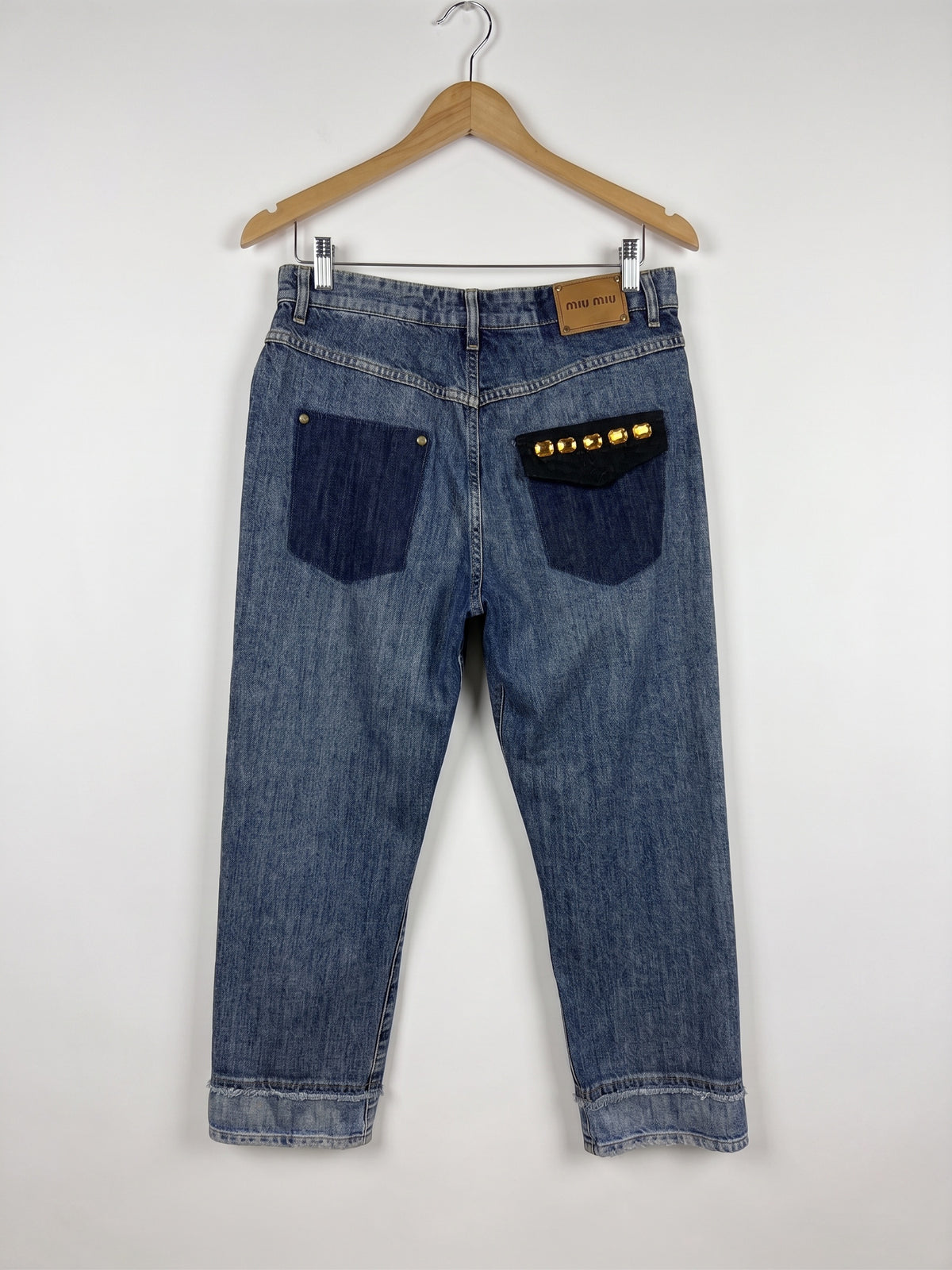 Miu Miu Blue Embellished Jeans 27