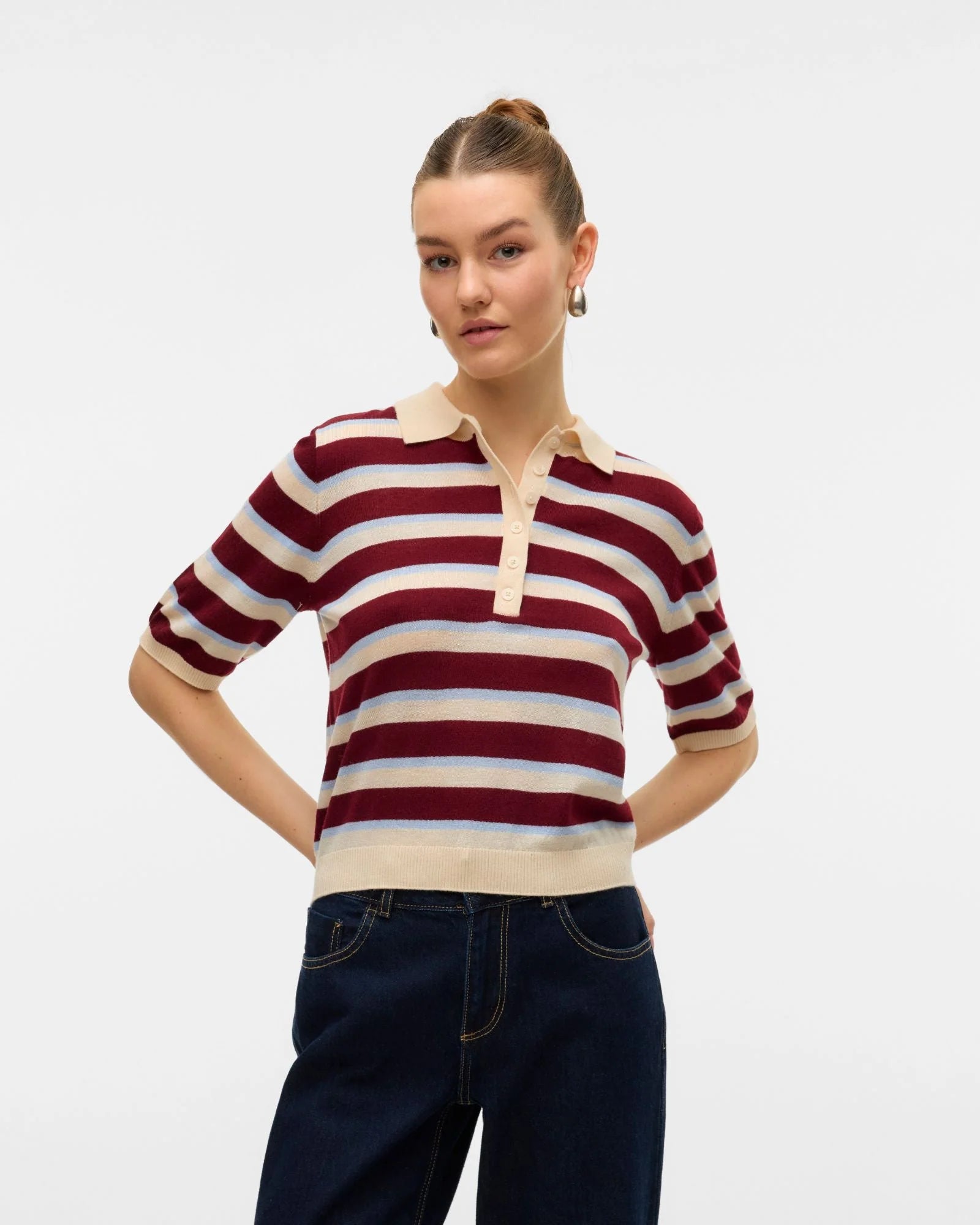 Aware Burgundy Stripe Top