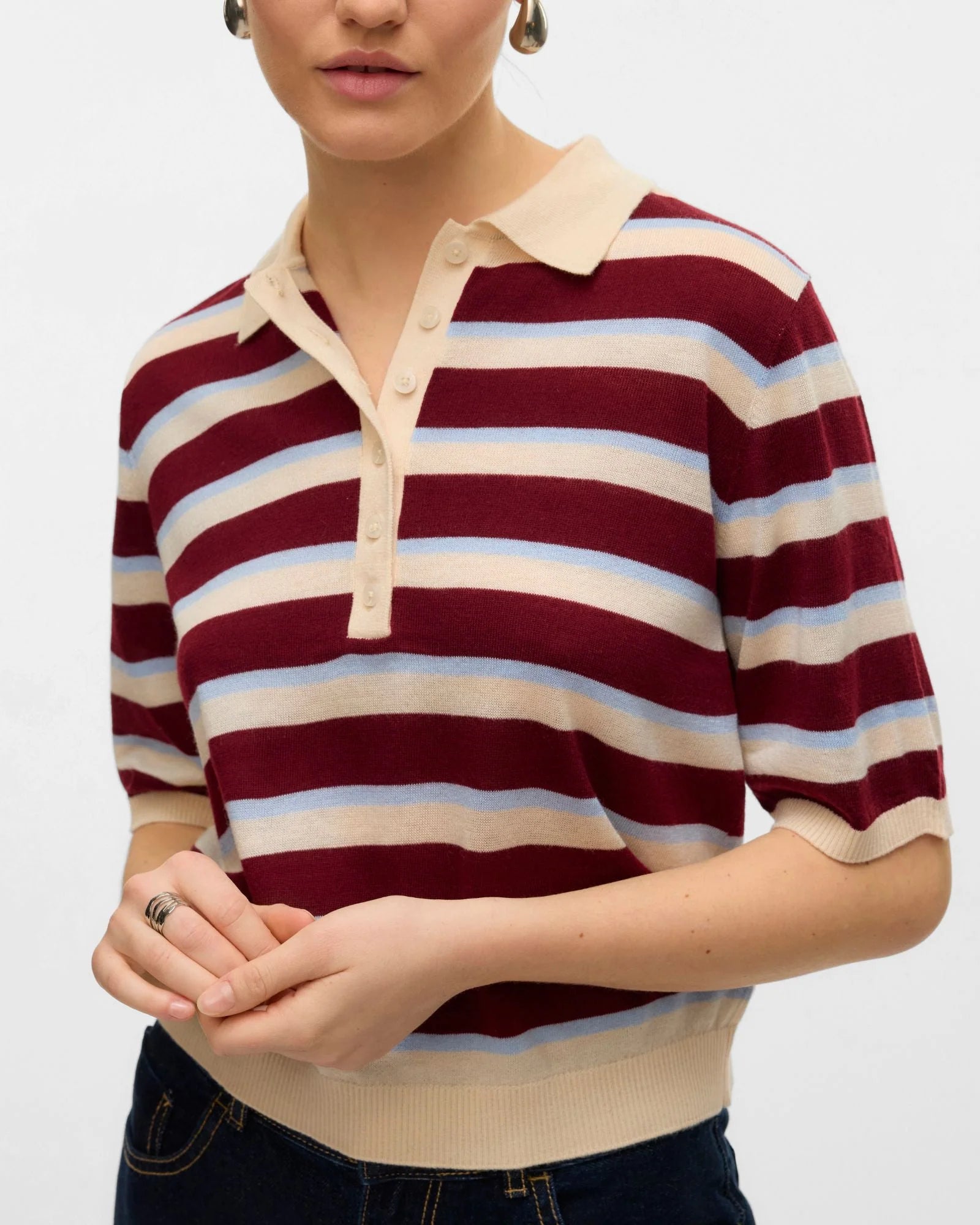 Aware Burgundy Stripe Top