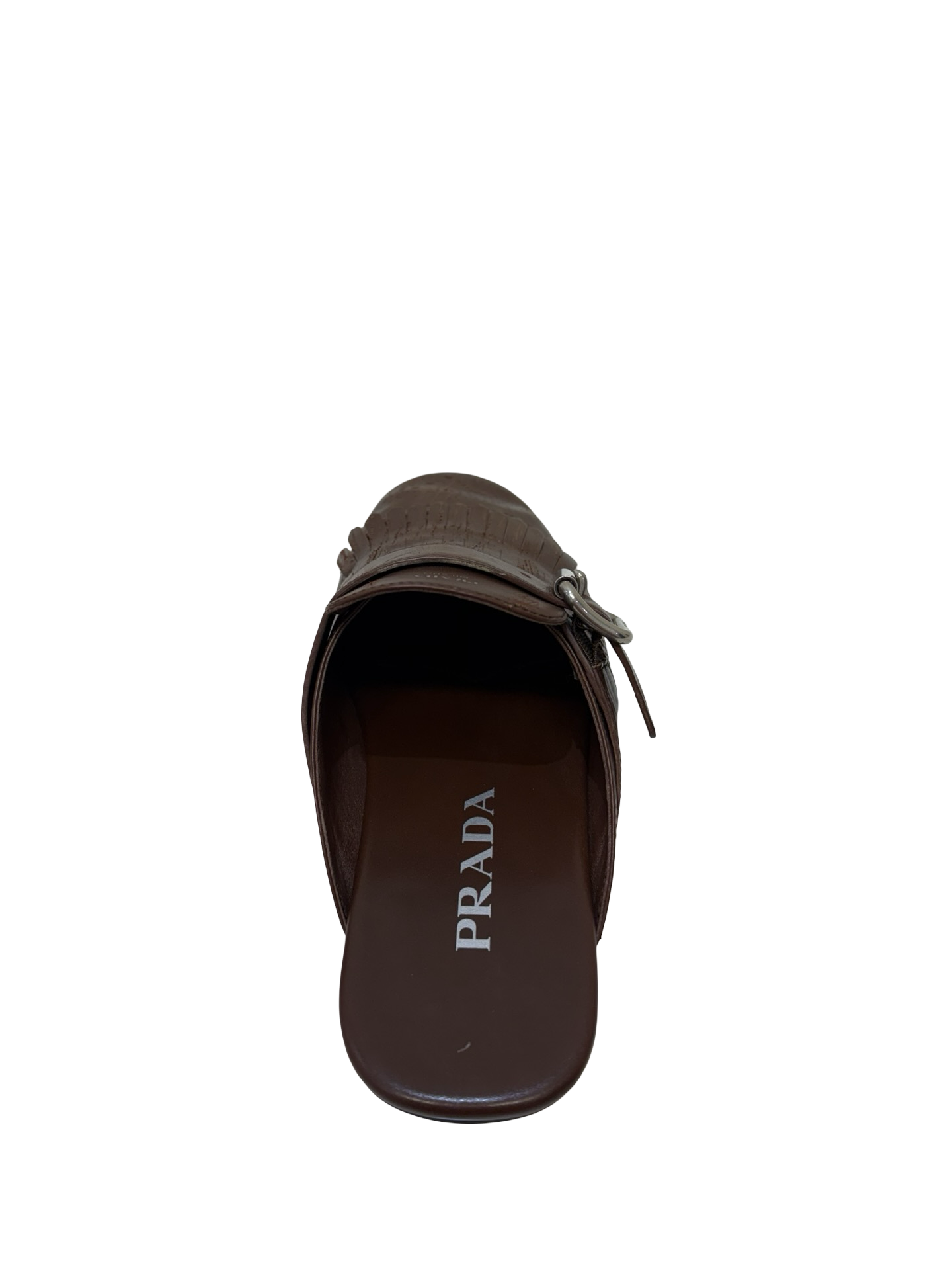 Prada Brown Fringed Leather Mules 38 WB