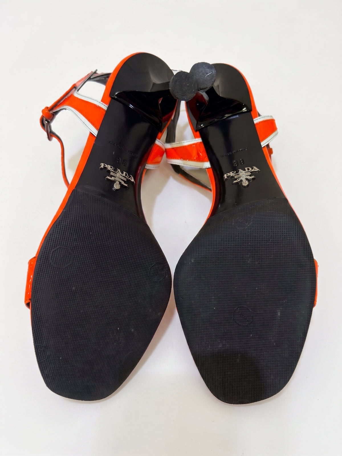 Prada Neon Orange Flame Sandal 38