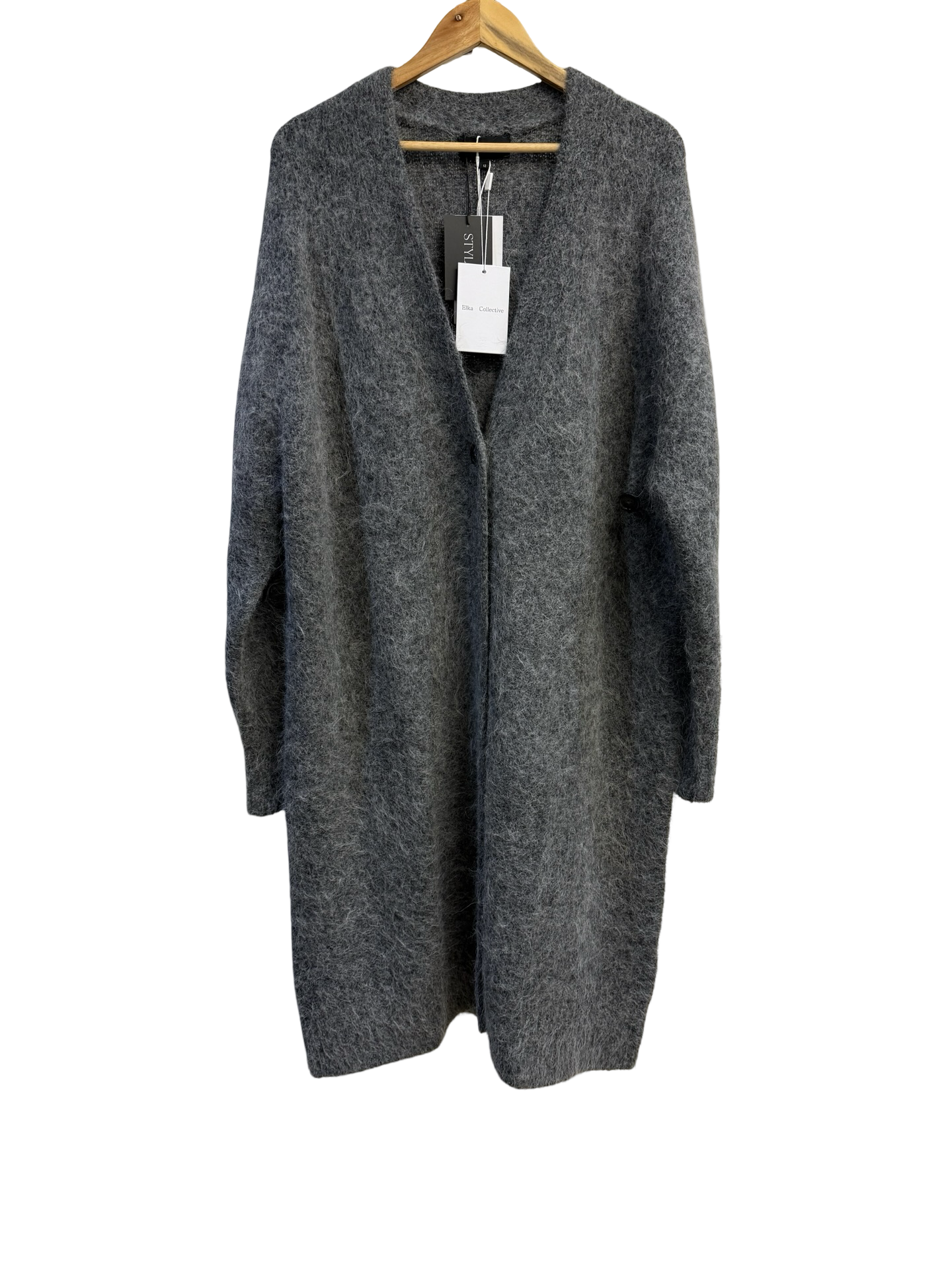 Elka Collective Charcoal Marle Knit Cardigan 12 BNWT