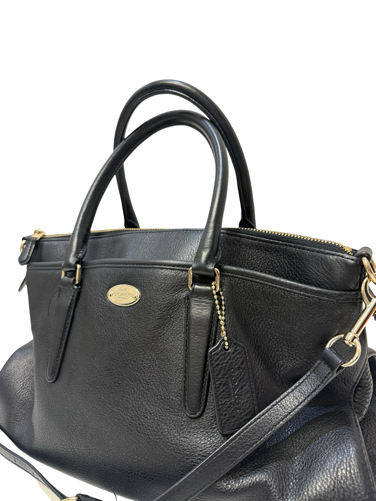 Coach Morgan Black Satchel Pebble Leather