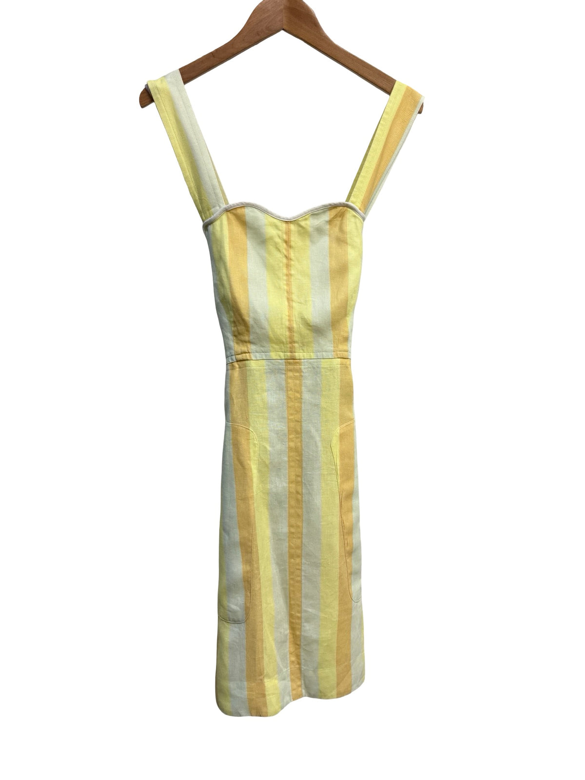Oroton Yellow Striped Pinafore Dress 10