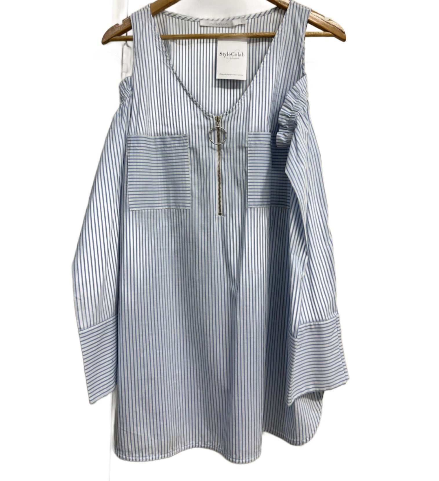 Lauren Vidal Blue & White Striped Shirt