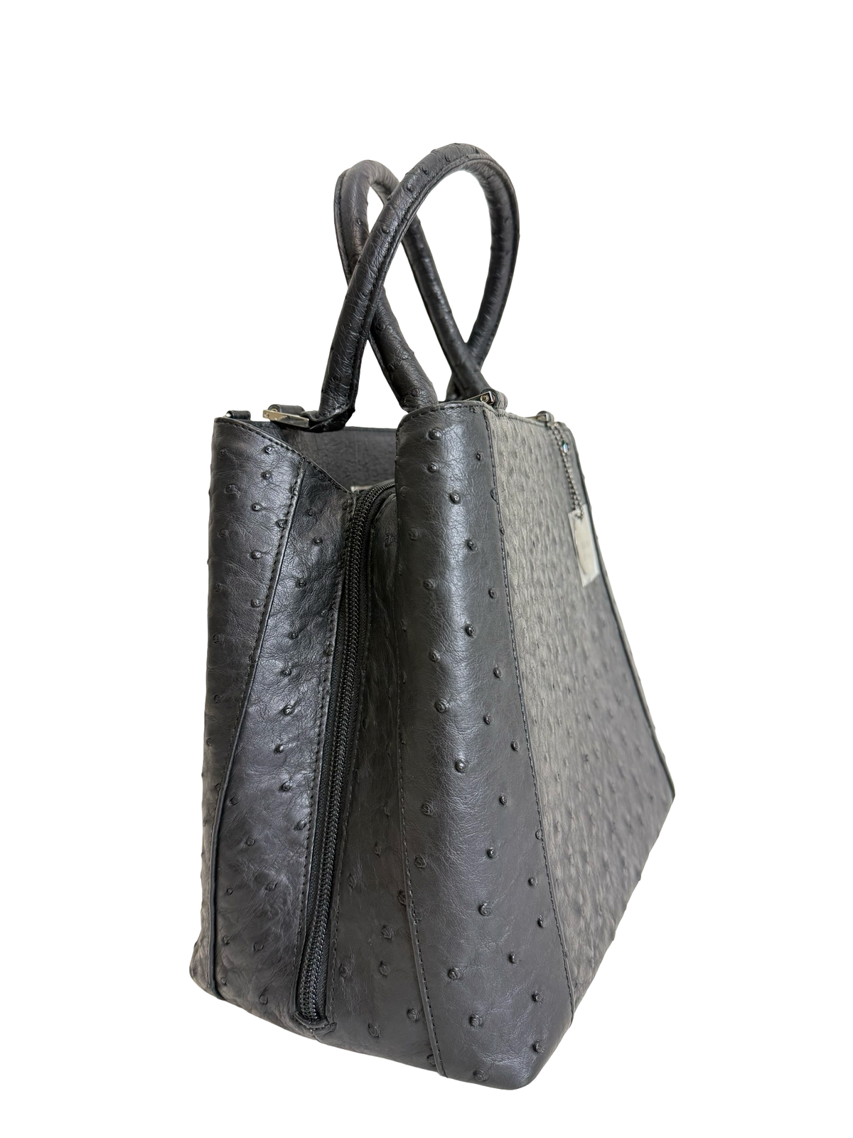Genuine Full Quill Ostrich Leather Handbag – Black