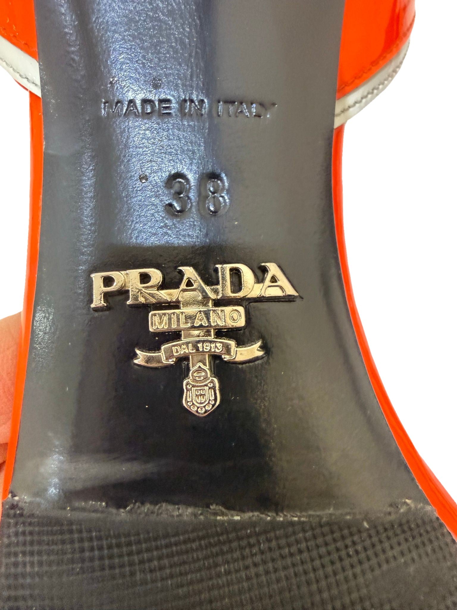 Prada Neon Orange Flame Sandal 38