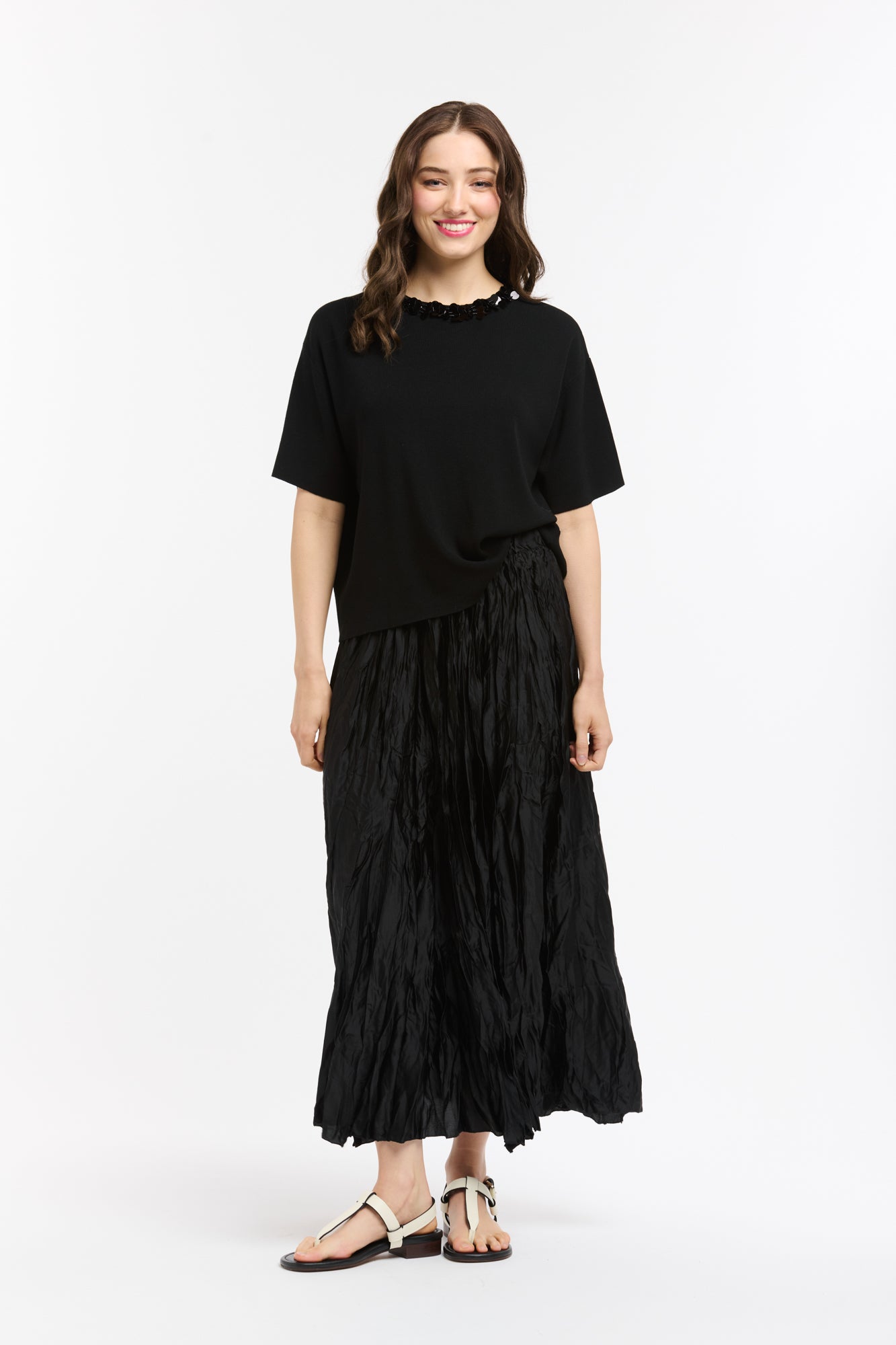 Urban Luxury Black Crinkle Skirt OS
