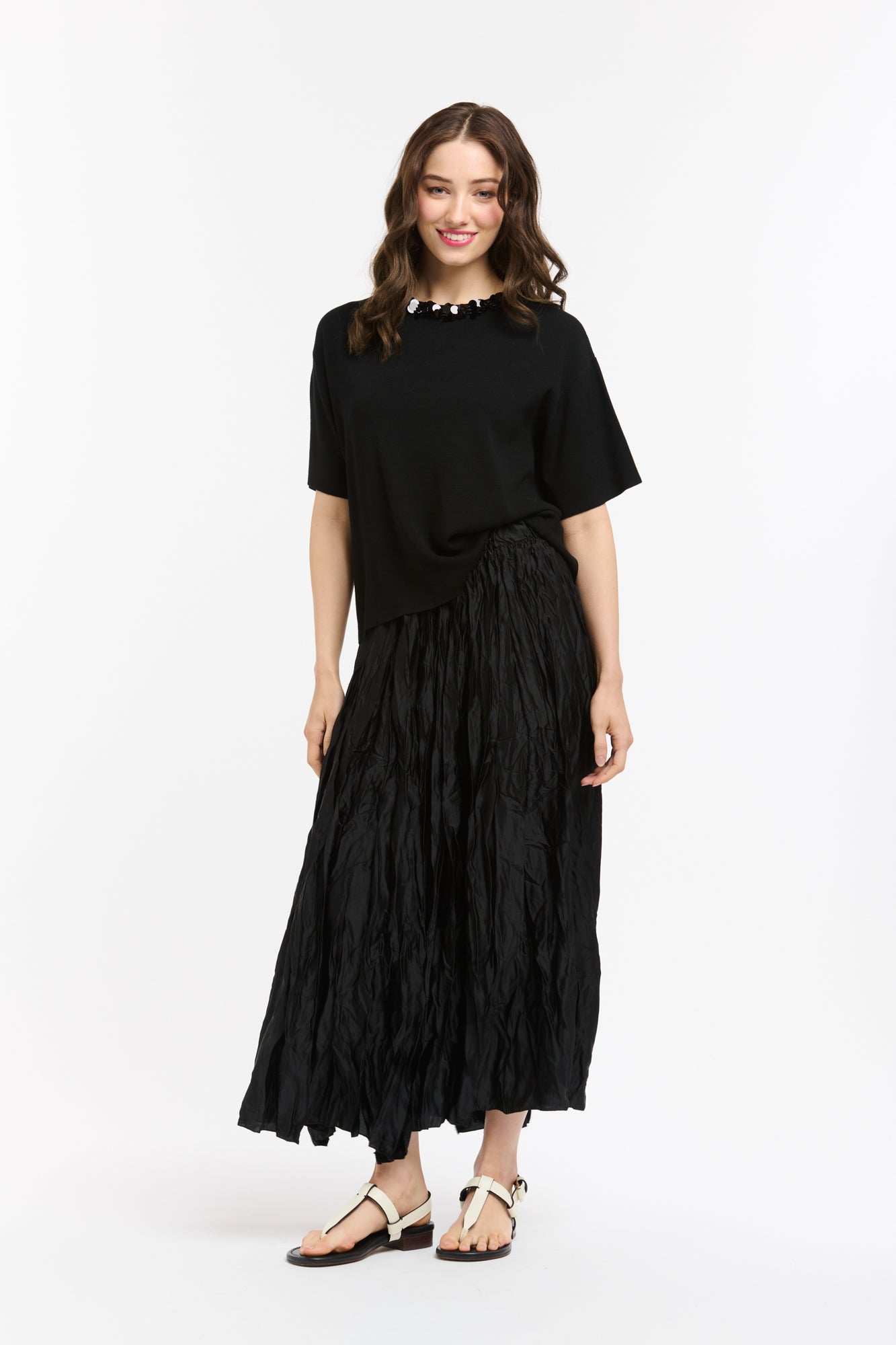 Urban Luxury Black Crinkle Skirt OS