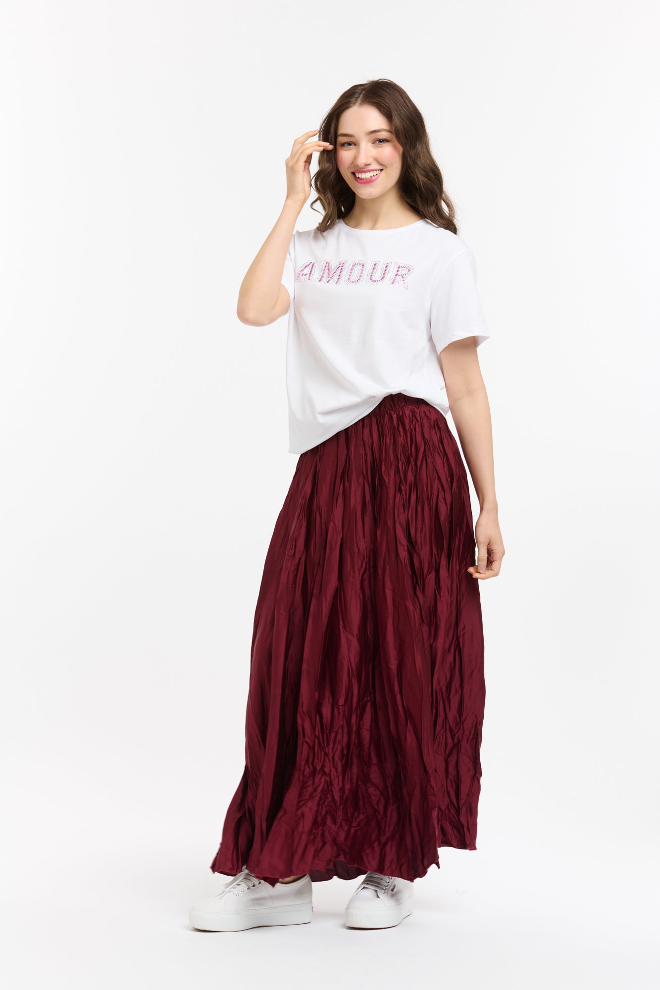 Urban Luxury Burgundy Crinkle Skirt OS